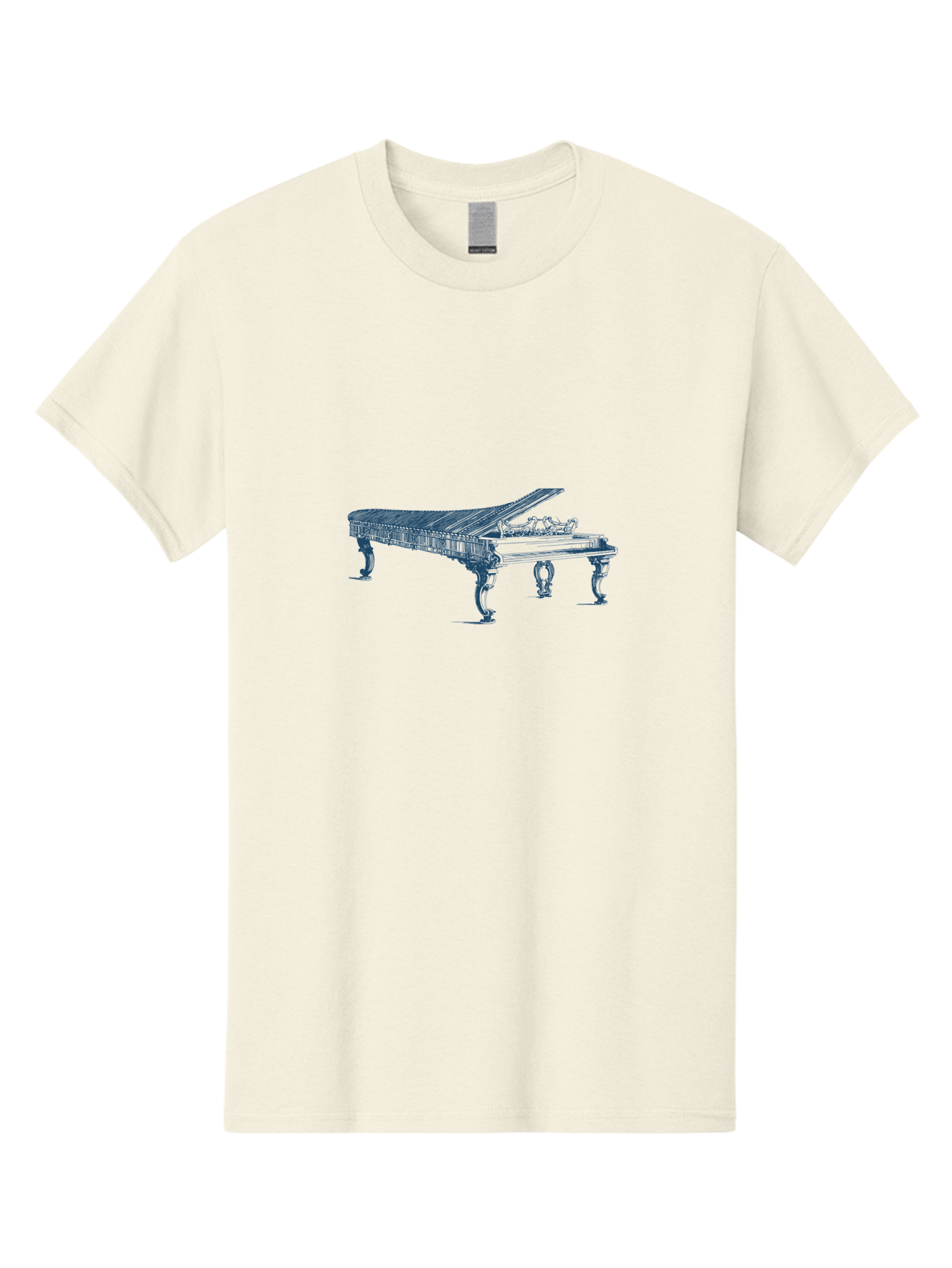 Classic Concert Piano Men'S Graphic Tee, 100% Cotton, Comfortable Casual Summer Wear, Machine Washable, Grand Piano, Musical Instrument, Ornate Design, Open Lid, Decorative Legs, Classical Music, Elegant Atmosphere, Sophisticated Decor Aae186 3