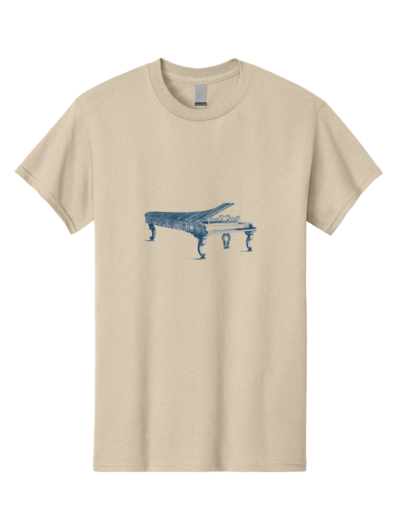 Classic Concert Piano Men'S Graphic Tee, 100% Cotton, Comfortable Casual Summer Wear, Machine Washable, Grand Piano, Musical Instrument, Ornate Design, Open Lid, Decorative Legs, Classical Music, Elegant Atmosphere, Sophisticated Decor Aae186 29