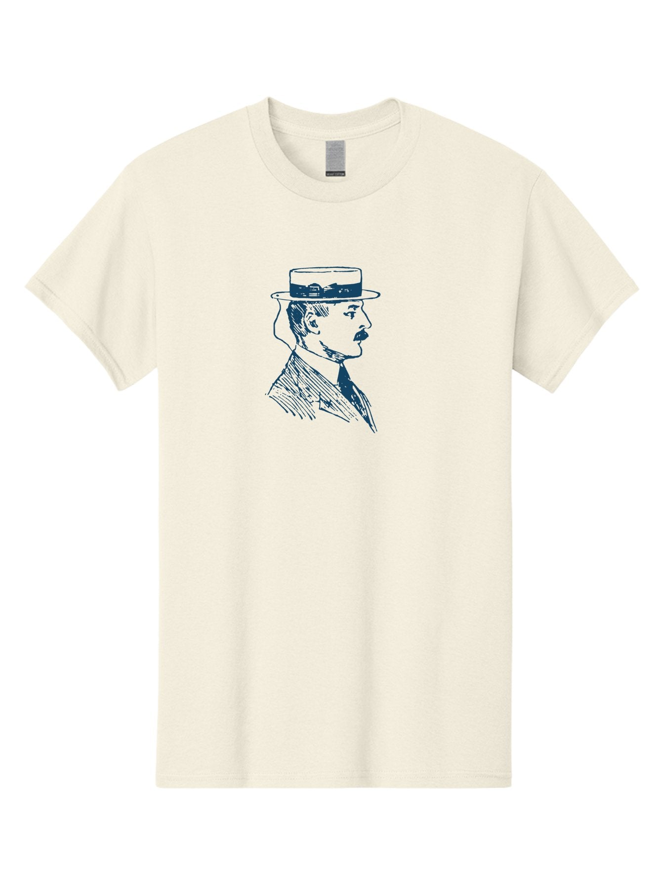 Classic Retro Male Men'S Graphic Tee, 100% Cotton, Comfortable Casual Summer Wear, Machine Washable, Vintage Gentleman, Classic Style, Formal Wear, Elegant Attire, Refined Features, Sophisticated Look, Mustachioed Man, Hat And Tie, Aae192 9