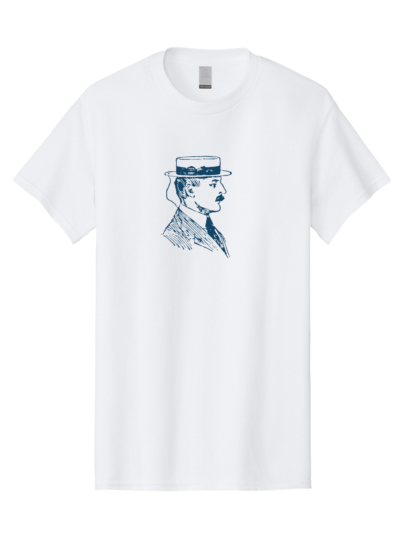Classic Retro Male Men'S Graphic Tee, 100% Cotton, Comfortable Casual Summer Wear, Machine Washable, Vintage Gentleman, Classic Style, Formal Wear, Elegant Attire, Refined Features, Sophisticated Look, Mustachioed Man, Hat And Tie, Aae192 25