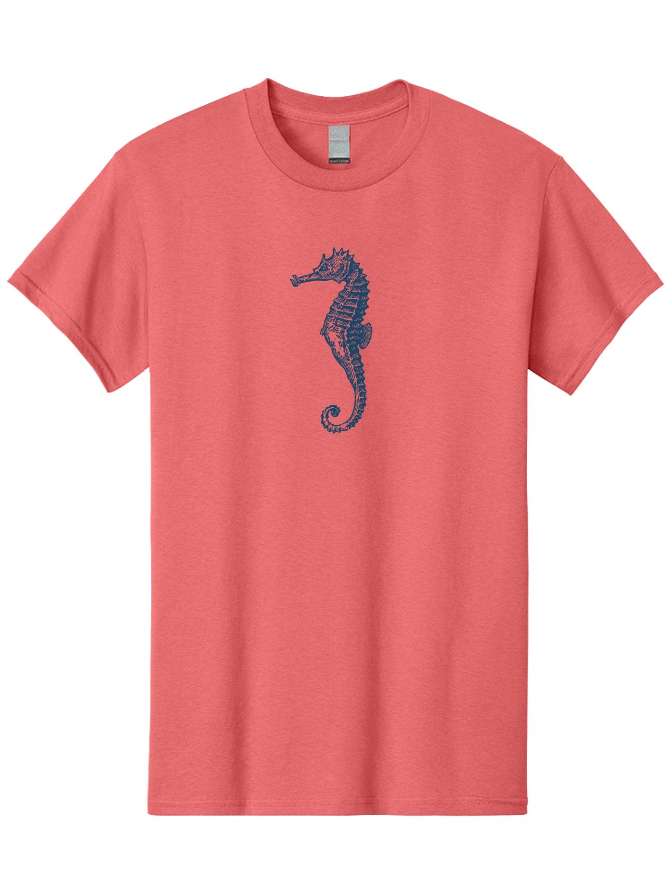 Classic Seahorse Men'S Graphic Tee, 100% Cotton, Comfortable Casual Summer Wear, Machine Washable, Seahorse, Ocean Creature, Marine Life, Underwater World, Blue Illustration, Detailed Artwork, Wildlife, Majestic Animal, Oceanic Beauty, Aae193 13