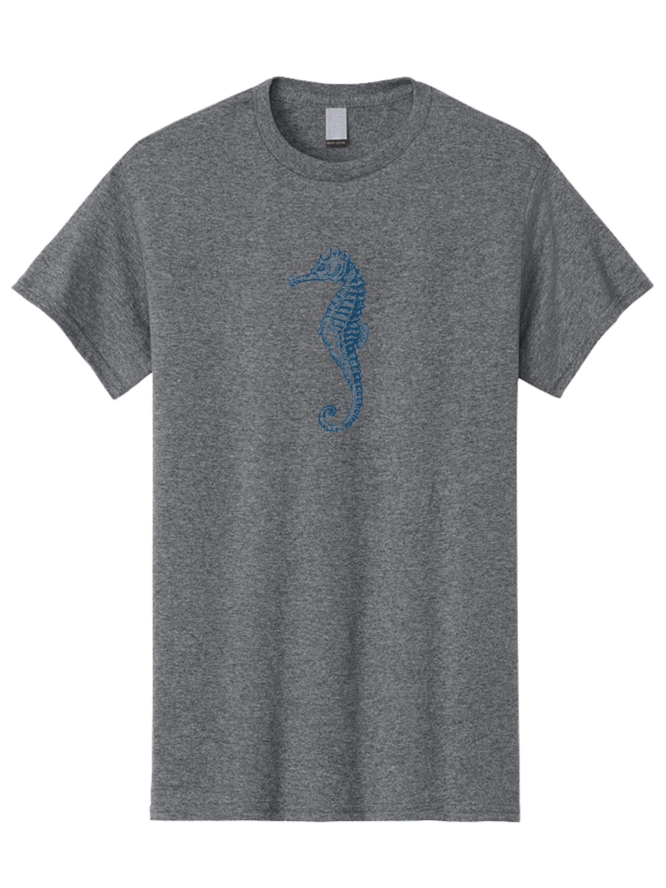 Classic Seahorse Men'S Graphic Tee, 100% Cotton, Comfortable Casual Summer Wear, Machine Washable, Seahorse, Ocean Creature, Marine Life, Underwater World, Blue Illustration, Detailed Artwork, Wildlife, Majestic Animal, Oceanic Beauty, Aae193 23
