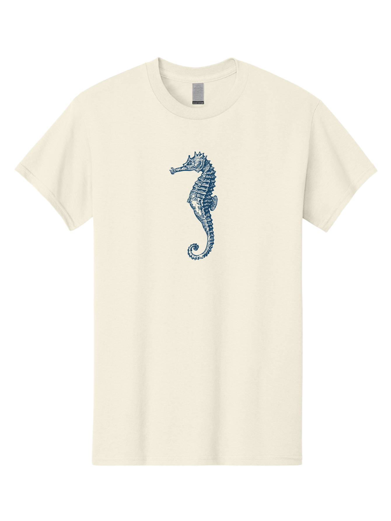 Classic Seahorse Men'S Graphic Tee, 100% Cotton, Comfortable Casual Summer Wear, Machine Washable, Seahorse, Ocean Creature, Marine Life, Underwater World, Blue Illustration, Detailed Artwork, Wildlife, Majestic Animal, Oceanic Beauty, Aae193 9