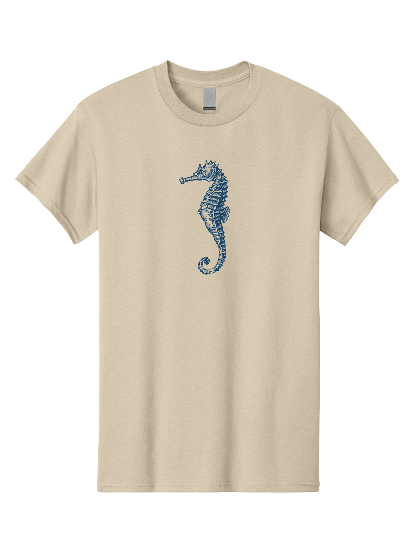 Classic Seahorse Men'S Graphic Tee, 100% Cotton, Comfortable Casual Summer Wear, Machine Washable, Seahorse, Ocean Creature, Marine Life, Underwater World, Blue Illustration, Detailed Artwork, Wildlife, Majestic Animal, Oceanic Beauty, Aae193 7