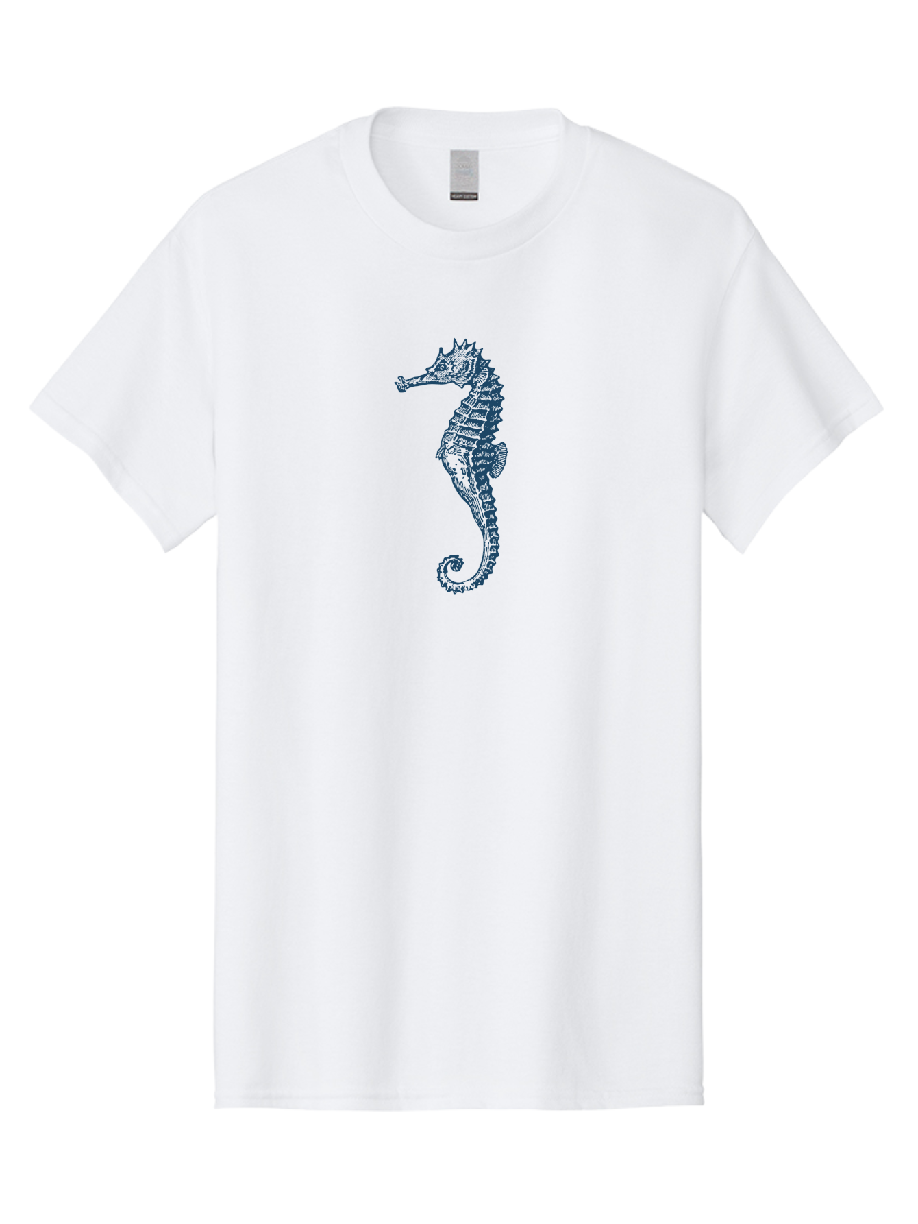 Classic Seahorse Men'S Graphic Tee, 100% Cotton, Comfortable Casual Summer Wear, Machine Washable, Seahorse, Ocean Creature, Marine Life, Underwater World, Blue Illustration, Detailed Artwork, Wildlife, Majestic Animal, Oceanic Beauty, Aae193 29