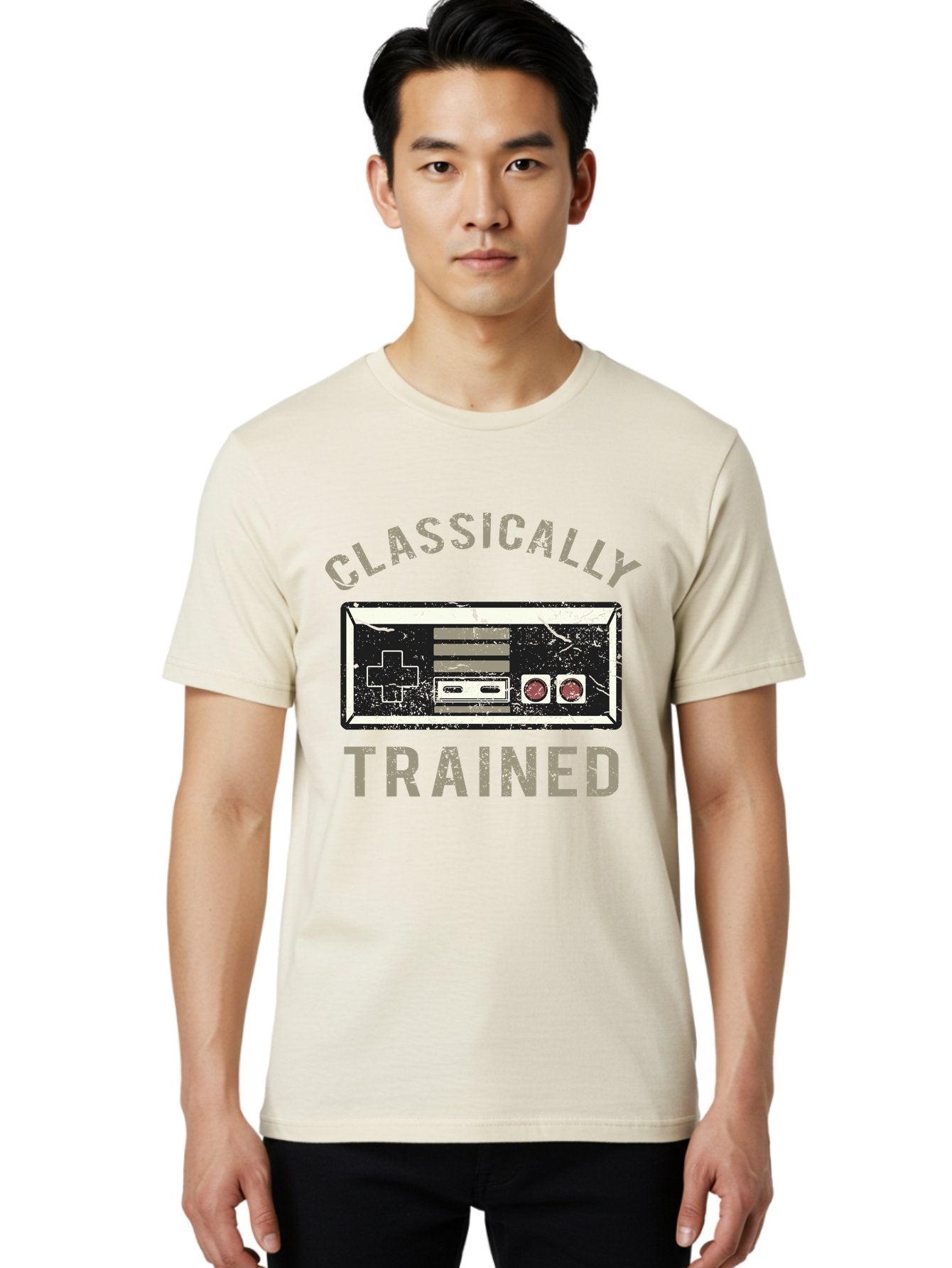 Classically Trained Distressed -Men Men'S Graphic Tee, 100% Cotton, Comfortable Casual Summer Wear, Machine Washable, Retro Video Game Controller, Vintage Gaming, Classic Games, Nostalgic Design, Retro Aesthetic, Gaming Nostalgia, Aae194 27