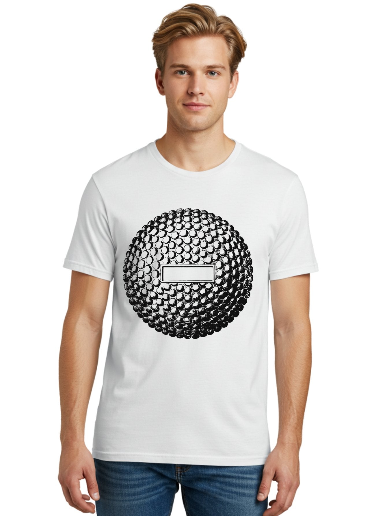 Clubshot Men'S Graphic Tee, 100% Cotton, Comfortable Casual Summer Wear, Machine Washable, Golf Ball, Textured Surface, Dimpled Pattern, Blank Label, Rectangular Shape, 3D Illustration, Graphic Design Element, Sports Imagery, Placeholder Text Aae196 23