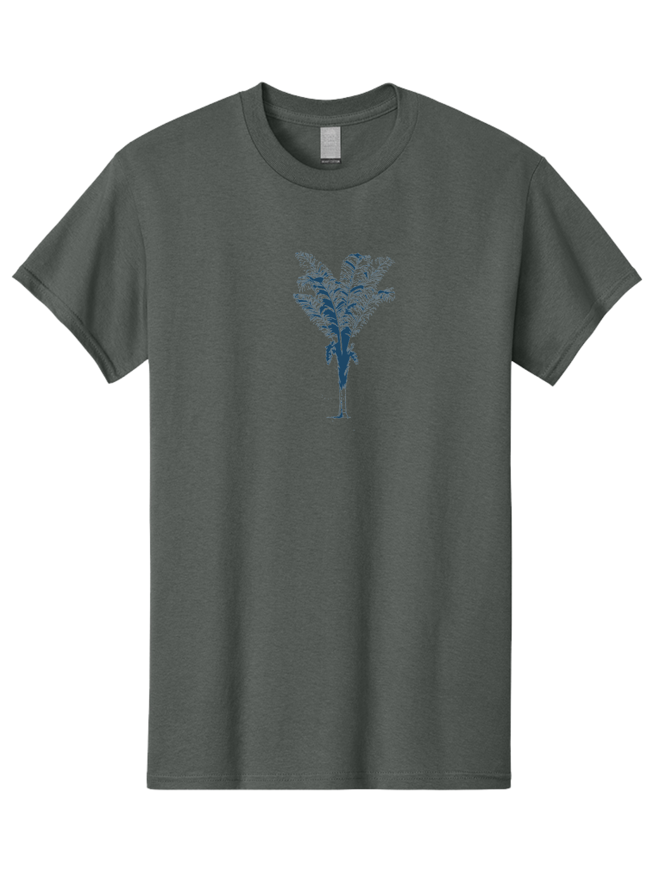 Coastal Palm Men'S Graphic Tee, 100% Cotton, Comfortable Casual Summer Wear, Machine Washable, Palm Tree Illustration, Tropical Plant, Exotic Foliage, Minimalist Design, Blue And Green Hues, Digital Artwork, Modern Graphics Aae197 13
