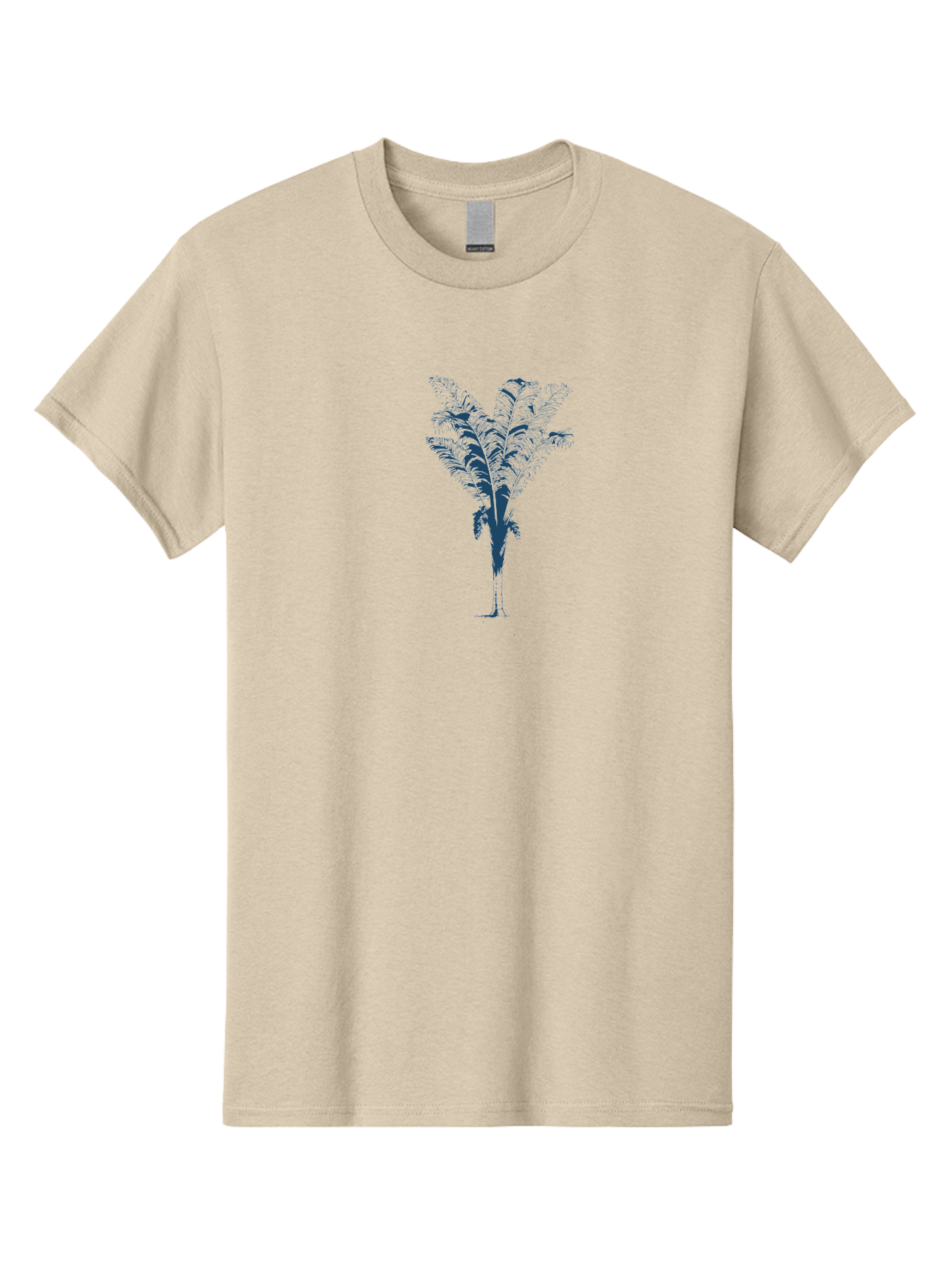 Coastal Palm Men'S Graphic Tee, 100% Cotton, Comfortable Casual Summer Wear, Machine Washable, Palm Tree Illustration, Tropical Plant, Exotic Foliage, Minimalist Design, Blue And Green Hues, Digital Artwork, Modern Graphics Aae197 29