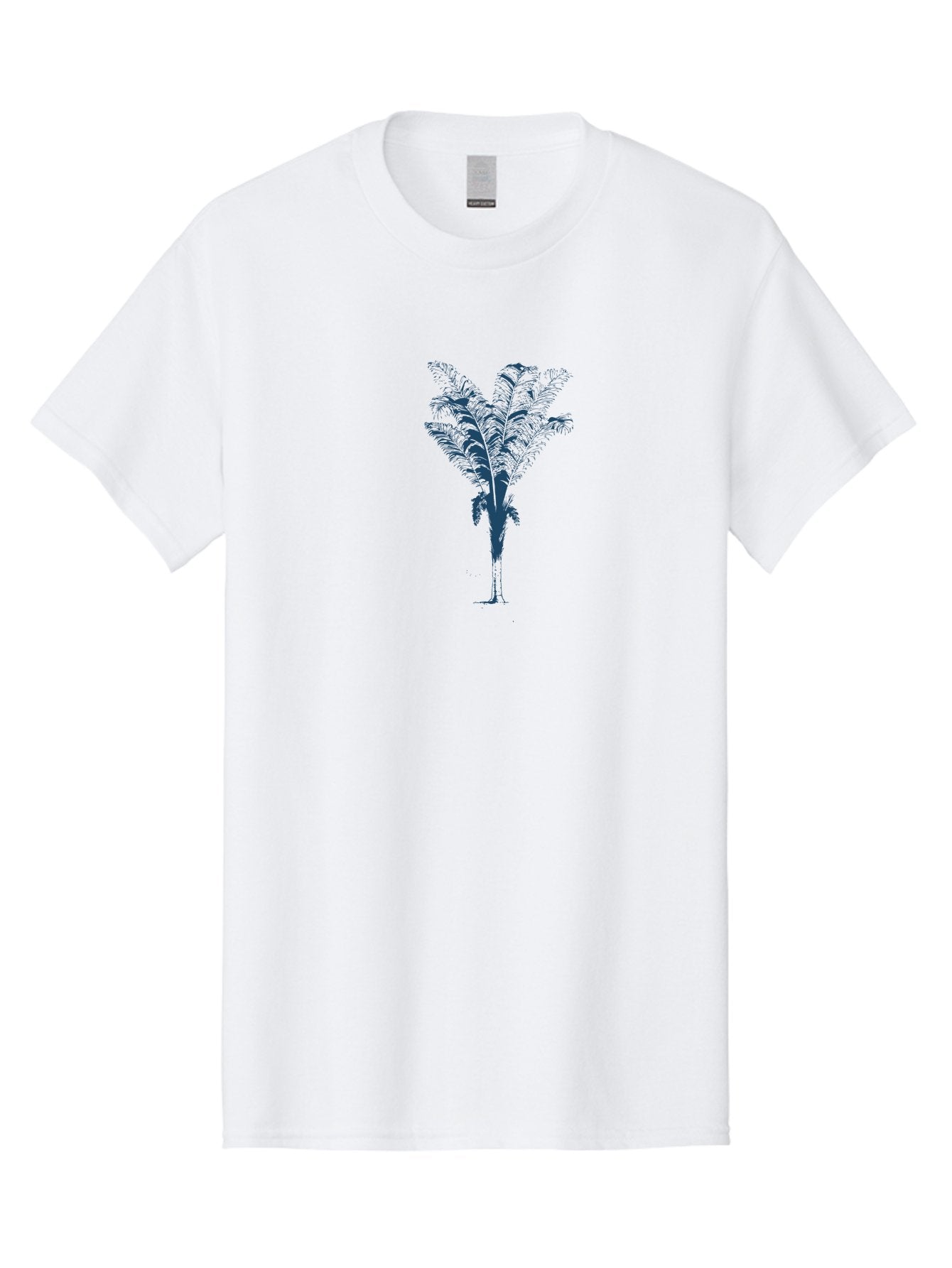 Coastal Palm Men'S Graphic Tee, 100% Cotton, Comfortable Casual Summer Wear, Machine Washable, Palm Tree Illustration, Tropical Plant, Exotic Foliage, Minimalist Design, Blue And Green Hues, Digital Artwork, Modern Graphics Aae197 15