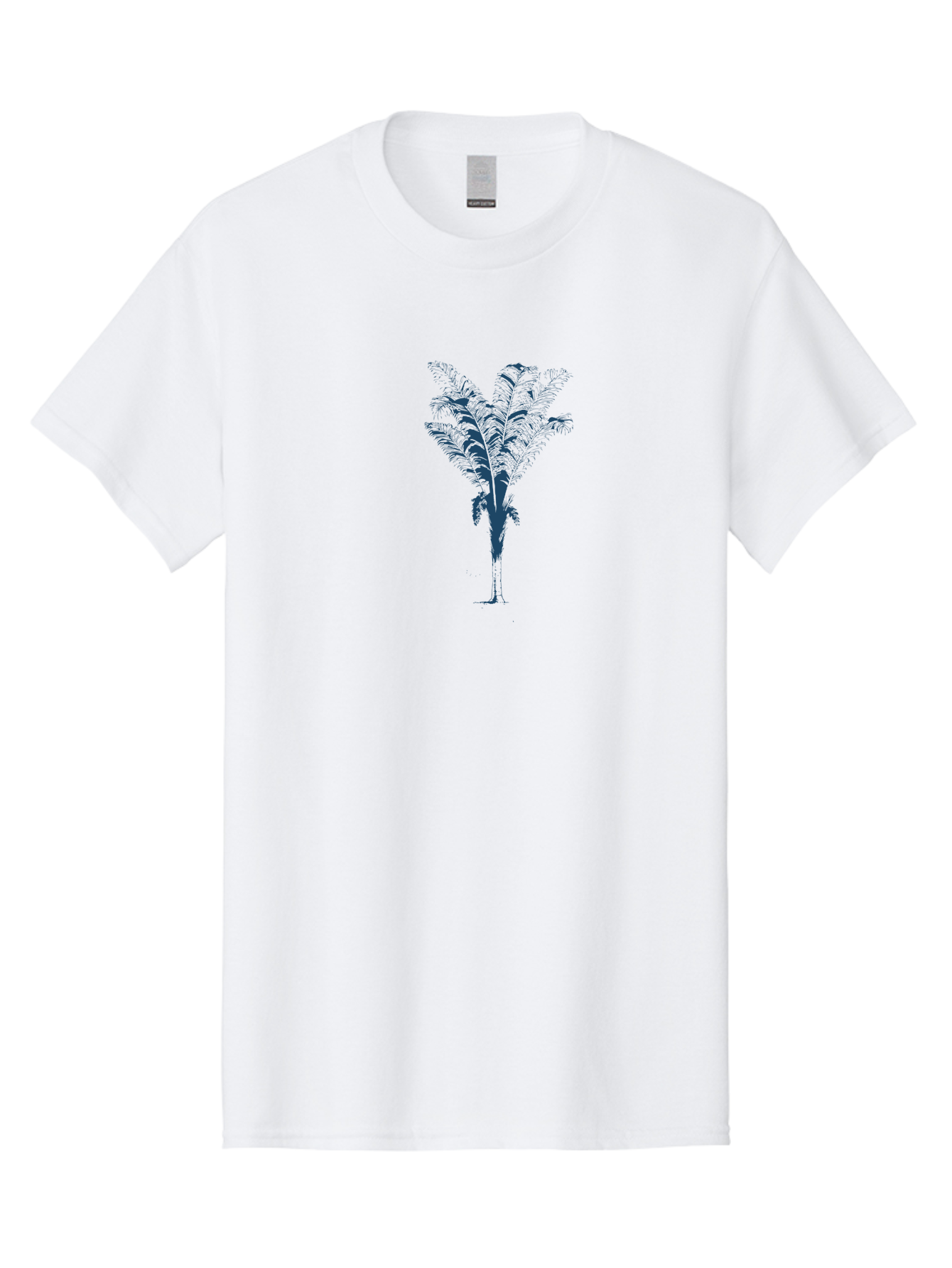 Coastal Palm Men'S Graphic Tee, 100% Cotton, Comfortable Casual Summer Wear, Machine Washable, Palm Tree Illustration, Tropical Plant, Exotic Foliage, Minimalist Design, Blue And Green Hues, Digital Artwork, Modern Graphics Aae197 17