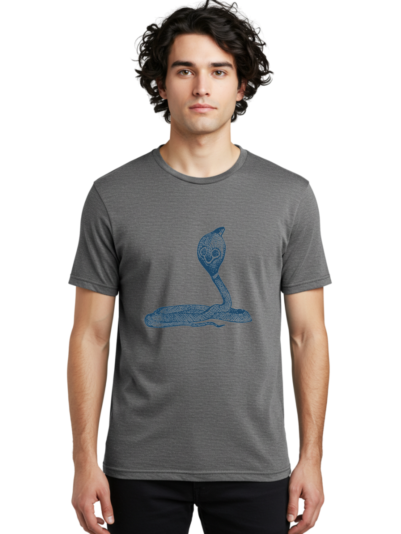 Cobra Ritual Men'S Graphic Tee, 100% Cotton, Comfortable Casual Summer Wear, Machine Washable, Snake With Skull Head, Cobra Art, Reptile Illustration, Coiled Serpent, Danger Sign, Pointy Fangs Aae198
