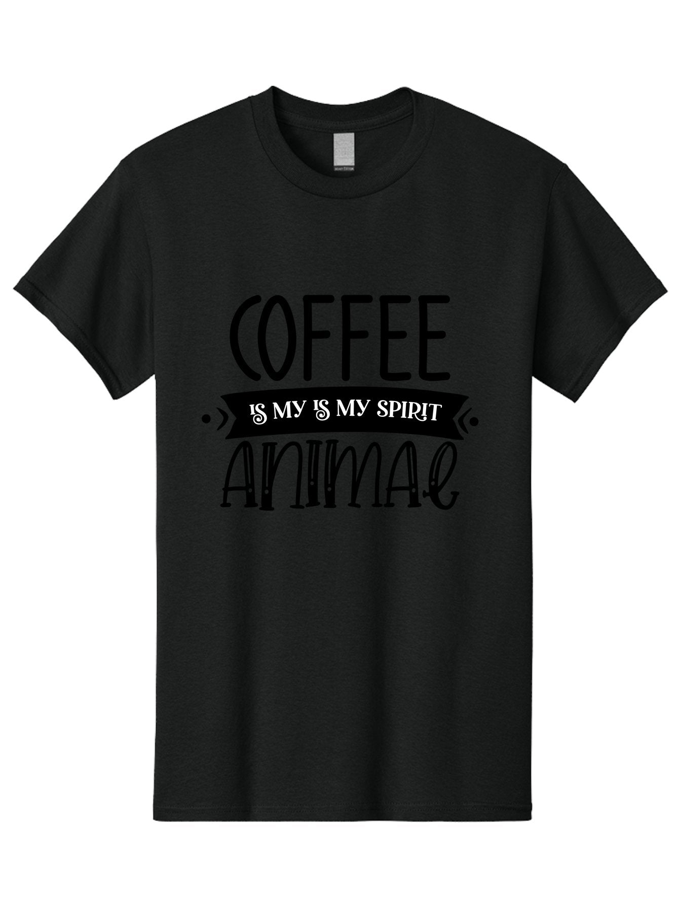 Coffee Is My Is My Spirit Animal Men'S Graphic Tee, 100% Cotton, Comfortable Casual Summer Wear, Machine Washable, Coffee Lover, Coffee Obsession, Spirit Animal, Quirky Humor, Typography Design, Coffee Culture, Funny Quote, Coffee Addiction, Aae201 14