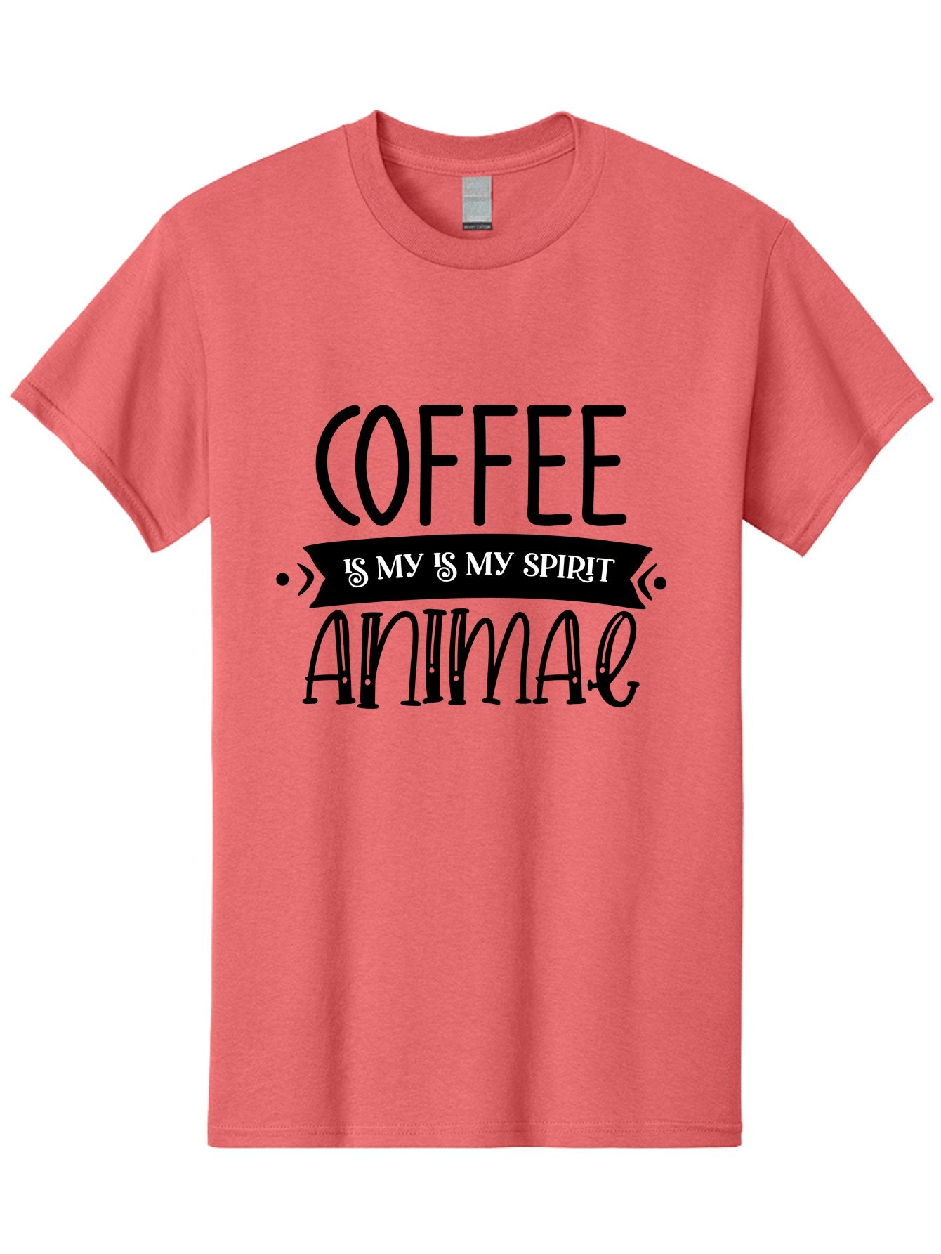 Coffee Is My Is My Spirit Animal Men'S Graphic Tee, 100% Cotton, Comfortable Casual Summer Wear, Machine Washable, Coffee Lover, Coffee Obsession, Spirit Animal, Quirky Humor, Typography Design, Coffee Culture, Funny Quote, Coffee Addiction, Aae201 6