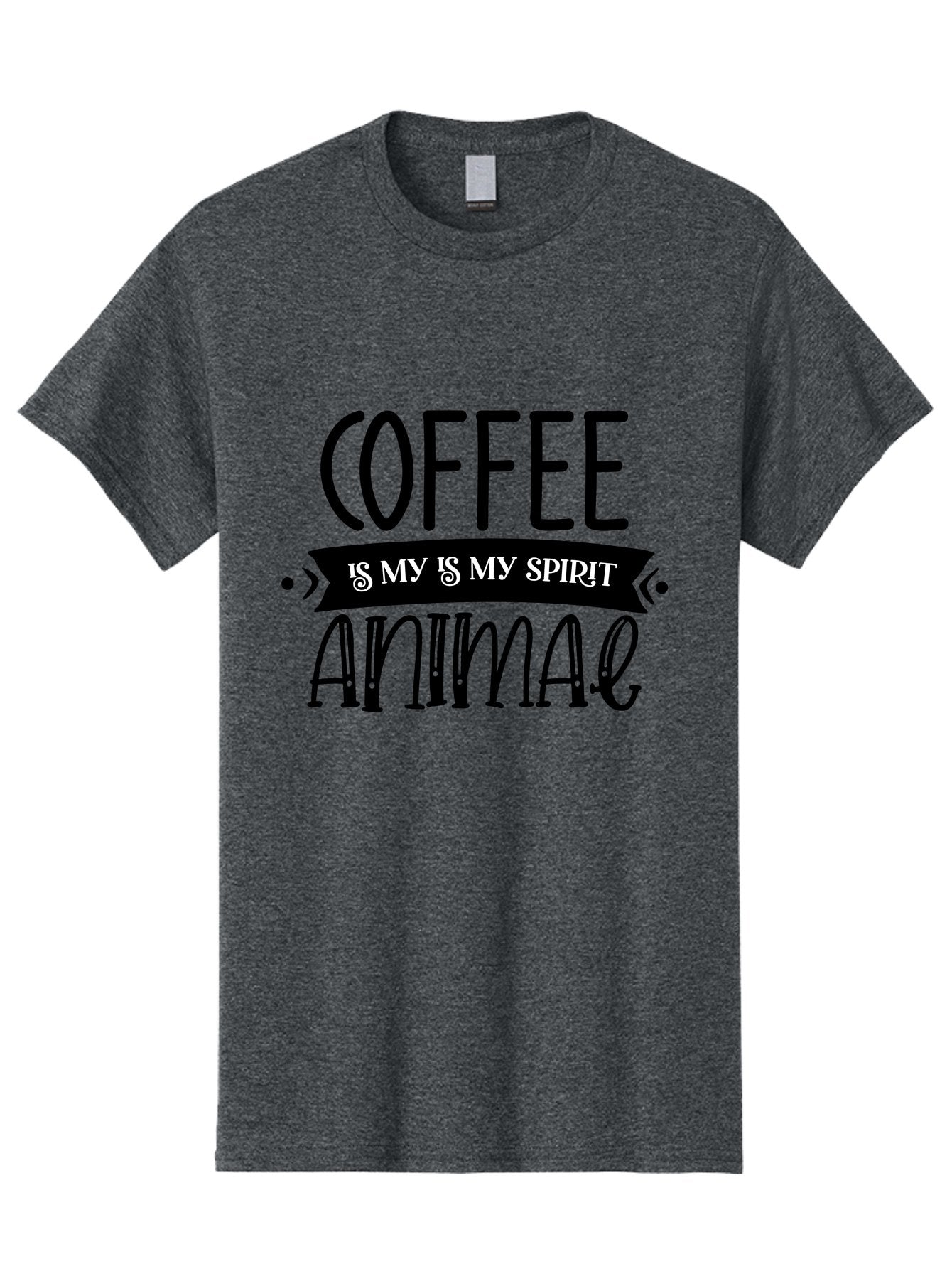 Coffee Is My Is My Spirit Animal Men'S Graphic Tee, 100% Cotton, Comfortable Casual Summer Wear, Machine Washable, Coffee Lover, Coffee Obsession, Spirit Animal, Quirky Humor, Typography Design, Coffee Culture, Funny Quote, Coffee Addiction, Aae201 15