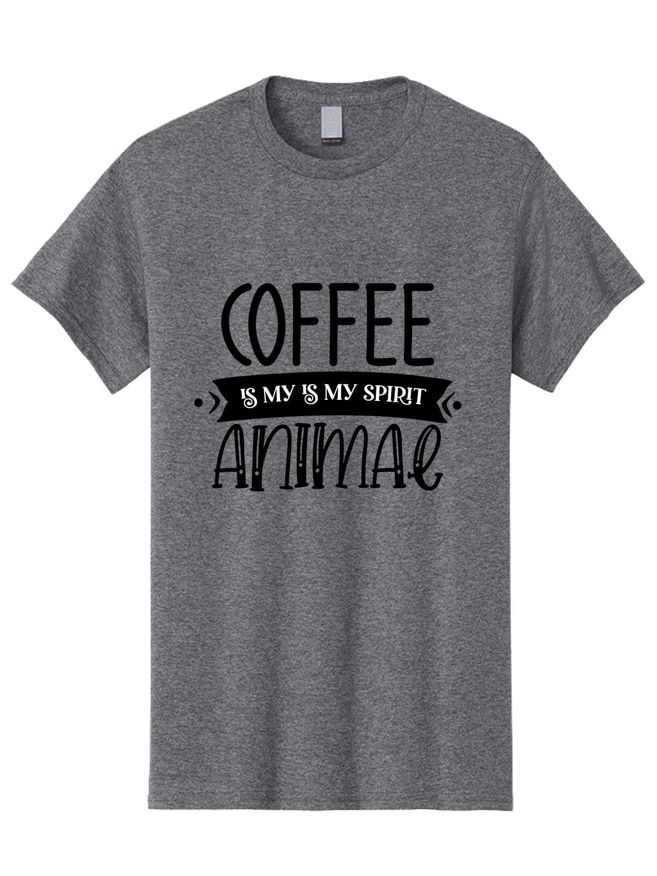 Coffee Is My Is My Spirit Animal Men'S Graphic Tee, 100% Cotton, Comfortable Casual Summer Wear, Machine Washable, Coffee Lover, Coffee Obsession, Spirit Animal, Quirky Humor, Typography Design, Coffee Culture, Funny Quote, Coffee Addiction, Aae201 9