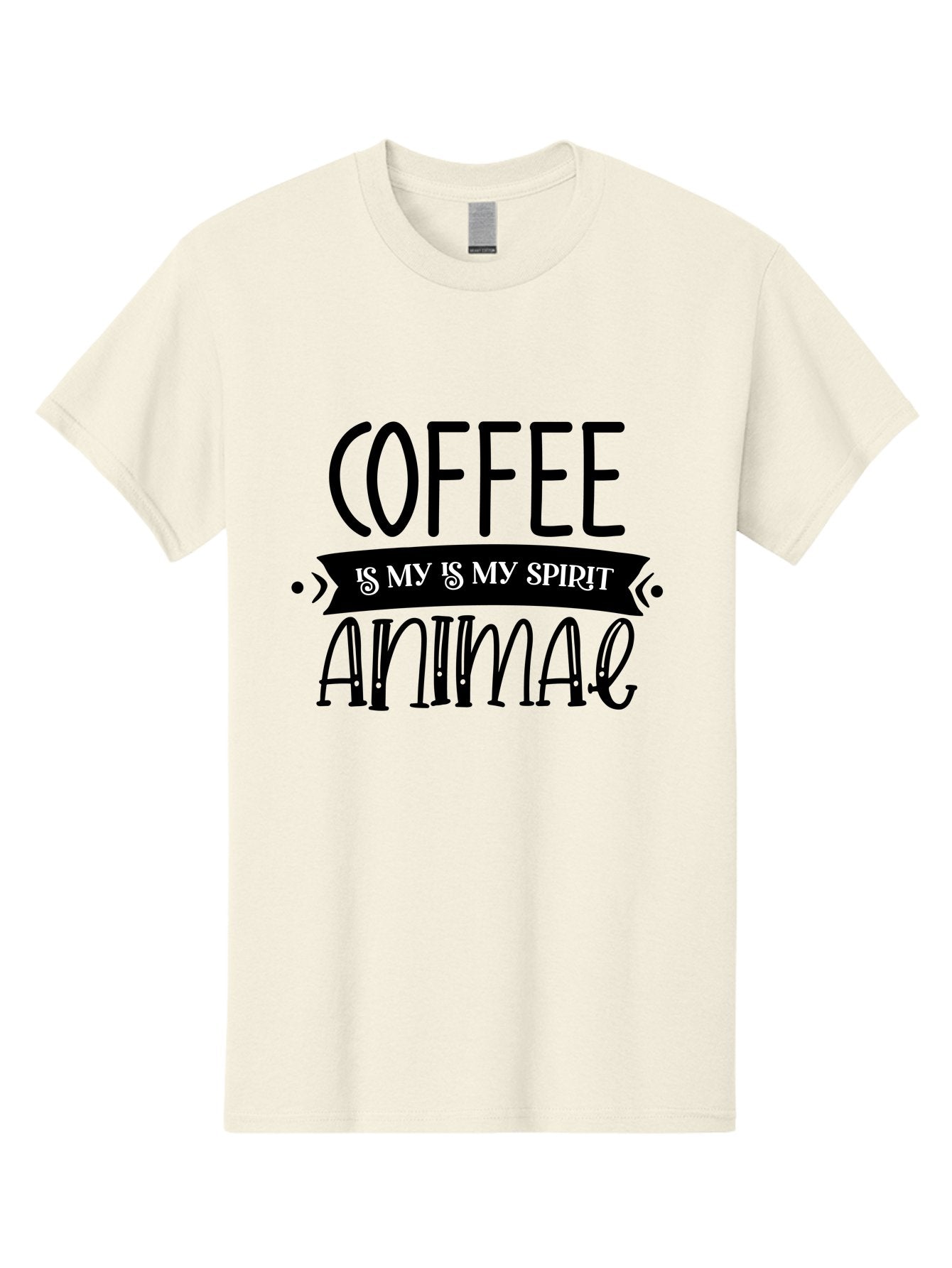 Coffee Is My Is My Spirit Animal Men'S Graphic Tee, 100% Cotton, Comfortable Casual Summer Wear, Machine Washable, Coffee Lover, Coffee Obsession, Spirit Animal, Quirky Humor, Typography Design, Coffee Culture, Funny Quote, Coffee Addiction, Aae201 4