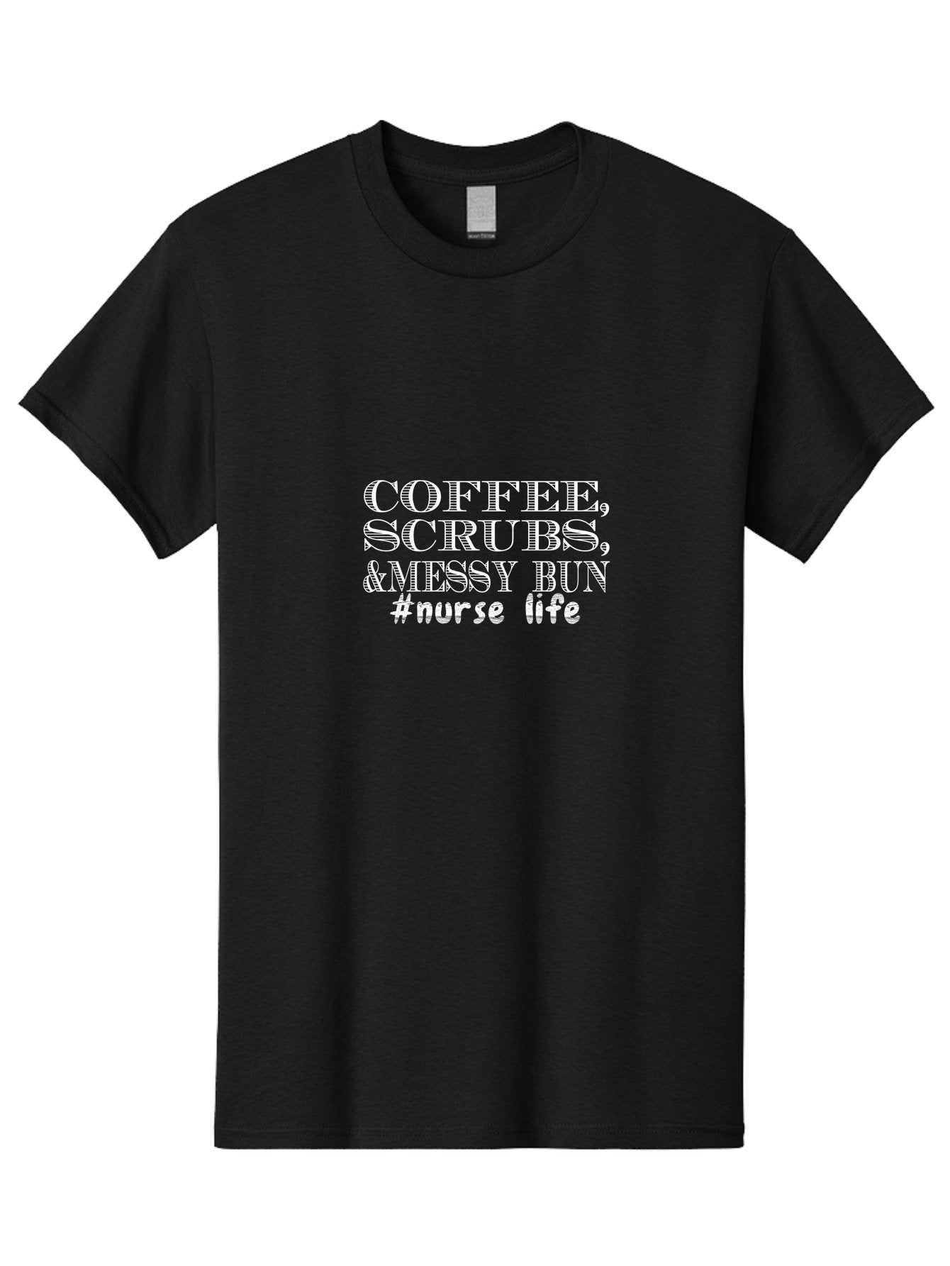 Coffee Scrubs &Messy Bun Men'S Graphic Tee, 100% Cotton, Comfortable Casual Summer Wear, Machine Washable, Nurse Life, Coffee Culture, Medical Profession, Healthcare Workers, Nursing Humor, Hospital Life, Medical Scrubs, Messy Bun Hairstyle Aae204 9