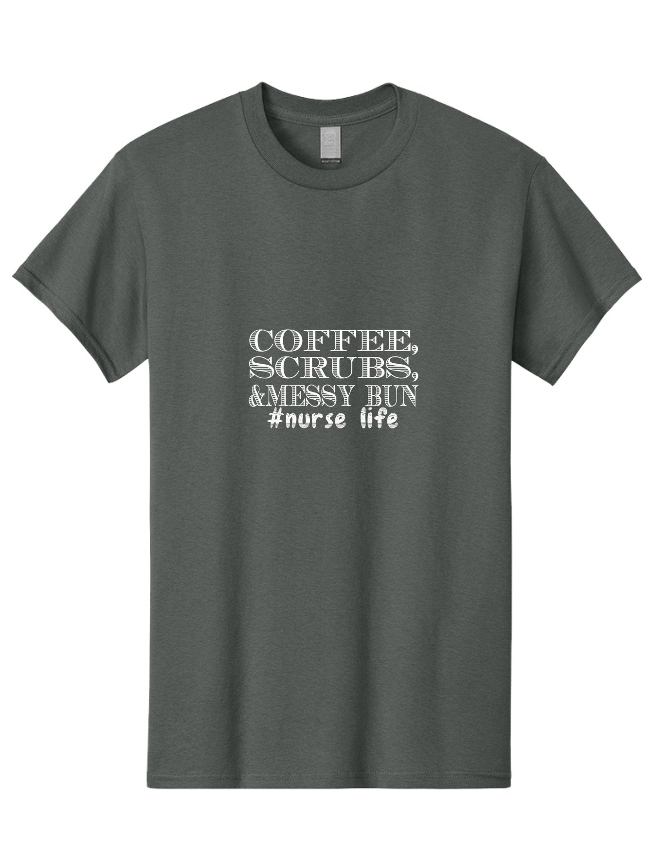 Coffee Scrubs &Messy Bun Men'S Graphic Tee, 100% Cotton, Comfortable Casual Summer Wear, Machine Washable, Nurse Life, Coffee Culture, Medical Profession, Healthcare Workers, Nursing Humor, Hospital Life, Medical Scrubs, Messy Bun Hairstyle Aae204 8