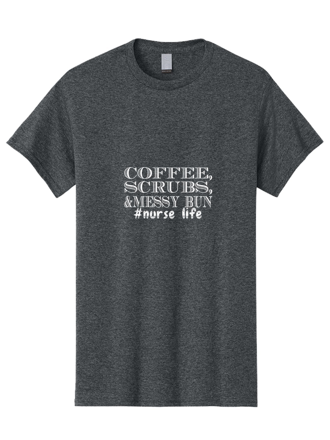 Coffee Scrubs &Messy Bun Men'S Graphic Tee, 100% Cotton, Comfortable Casual Summer Wear, Machine Washable, Nurse Life, Coffee Culture, Medical Profession, Healthcare Workers, Nursing Humor, Hospital Life, Medical Scrubs, Messy Bun Hairstyle Aae204 11