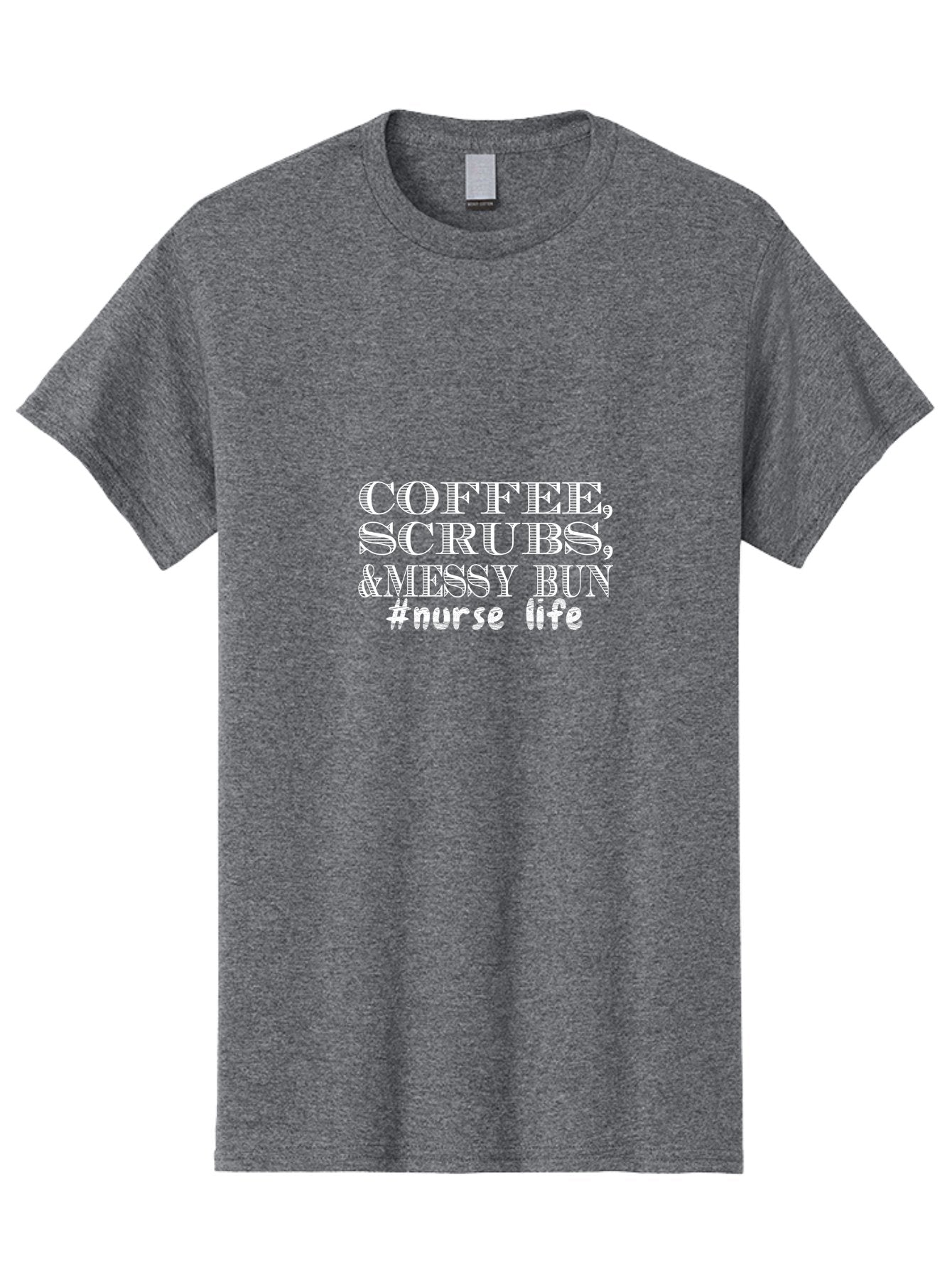Coffee Scrubs &Messy Bun Men'S Graphic Tee, 100% Cotton, Comfortable Casual Summer Wear, Machine Washable, Nurse Life, Coffee Culture, Medical Profession, Healthcare Workers, Nursing Humor, Hospital Life, Medical Scrubs, Messy Bun Hairstyle Aae204 3