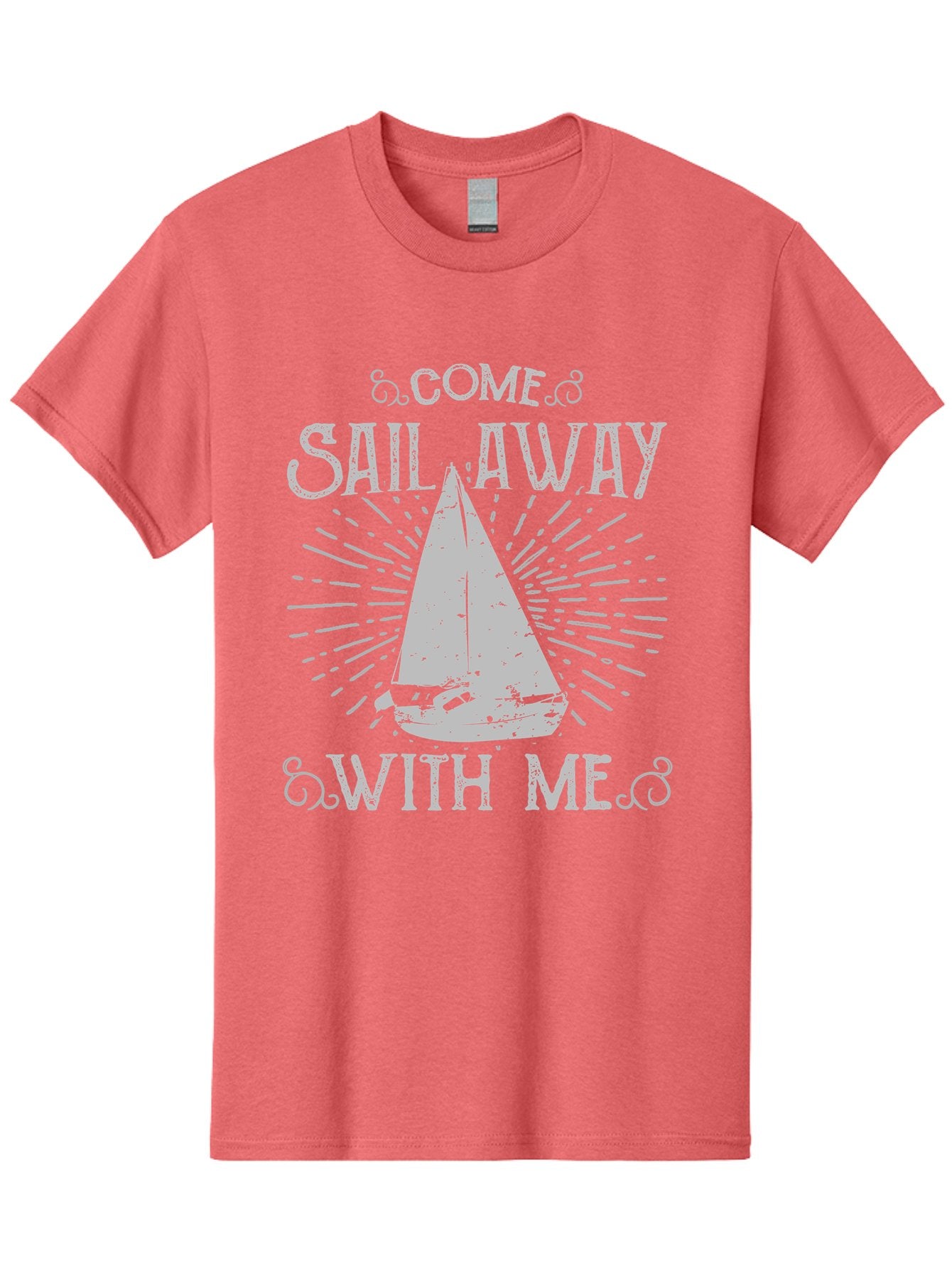 Come Sail Away -Women Men'S Graphic Tee, 100% Cotton, Comfortable Casual Summer Wear, Machine Washable, Sailboat Graphic, Nautical Theme, Inspirational Quote, Vintage Design, Sailing Adventure, Ocean Getaway, Relaxing Atmosphere, Retro Style Aae205 7