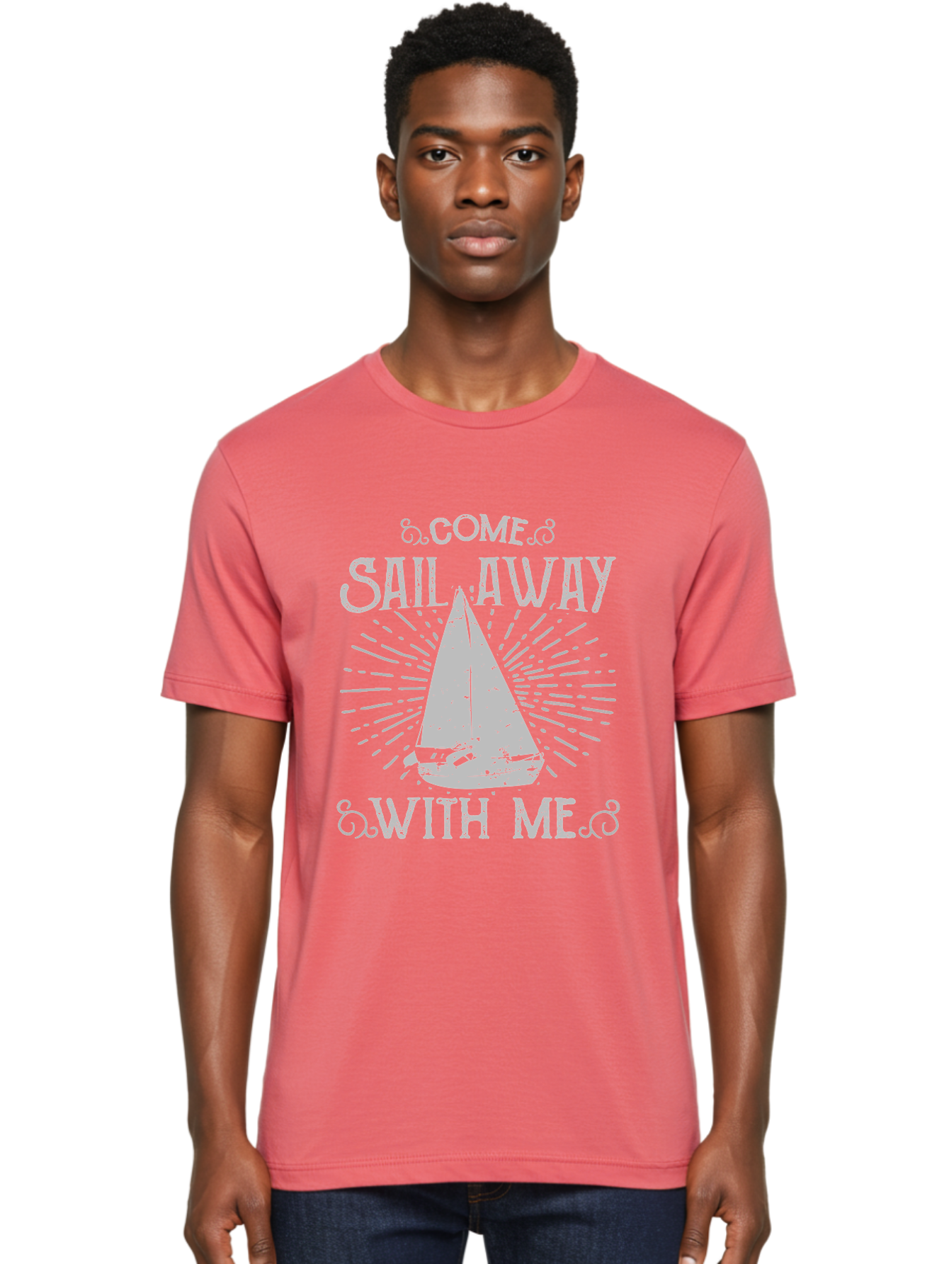 Come Sail Away -Women Men'S Graphic Tee, 100% Cotton, Comfortable Casual Summer Wear, Machine Washable, Sailboat Graphic, Nautical Theme, Inspirational Quote, Vintage Design, Sailing Adventure, Ocean Getaway, Relaxing Atmosphere, Retro Style Aae205 28