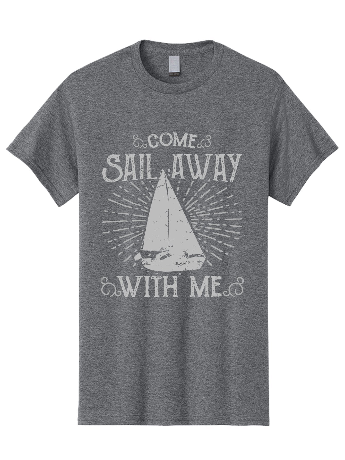 Come Sail Away -Women Men'S Graphic Tee, 100% Cotton, Comfortable Casual Summer Wear, Machine Washable, Sailboat Graphic, Nautical Theme, Inspirational Quote, Vintage Design, Sailing Adventure, Ocean Getaway, Relaxing Atmosphere, Retro Style Aae205 3