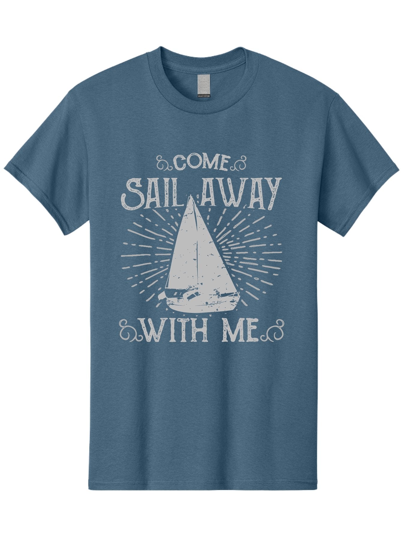 Come Sail Away -Women Men'S Graphic Tee, 100% Cotton, Comfortable Casual Summer Wear, Machine Washable, Sailboat Graphic, Nautical Theme, Inspirational Quote, Vintage Design, Sailing Adventure, Ocean Getaway, Relaxing Atmosphere, Retro Style Aae205 8