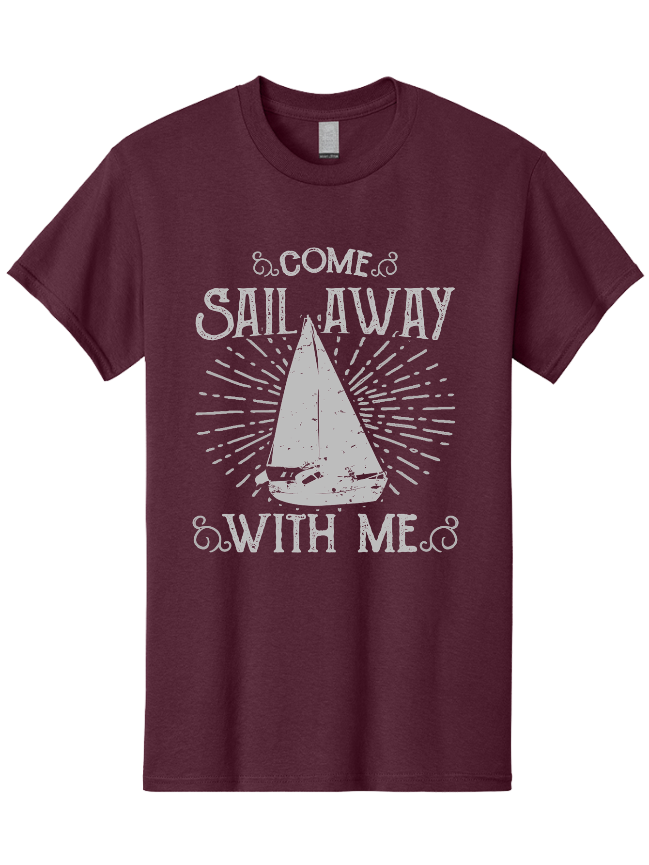 Come Sail Away -Women Men'S Graphic Tee, 100% Cotton, Comfortable Casual Summer Wear, Machine Washable, Sailboat Graphic, Nautical Theme, Inspirational Quote, Vintage Design, Sailing Adventure, Ocean Getaway, Relaxing Atmosphere, Retro Style Aae205