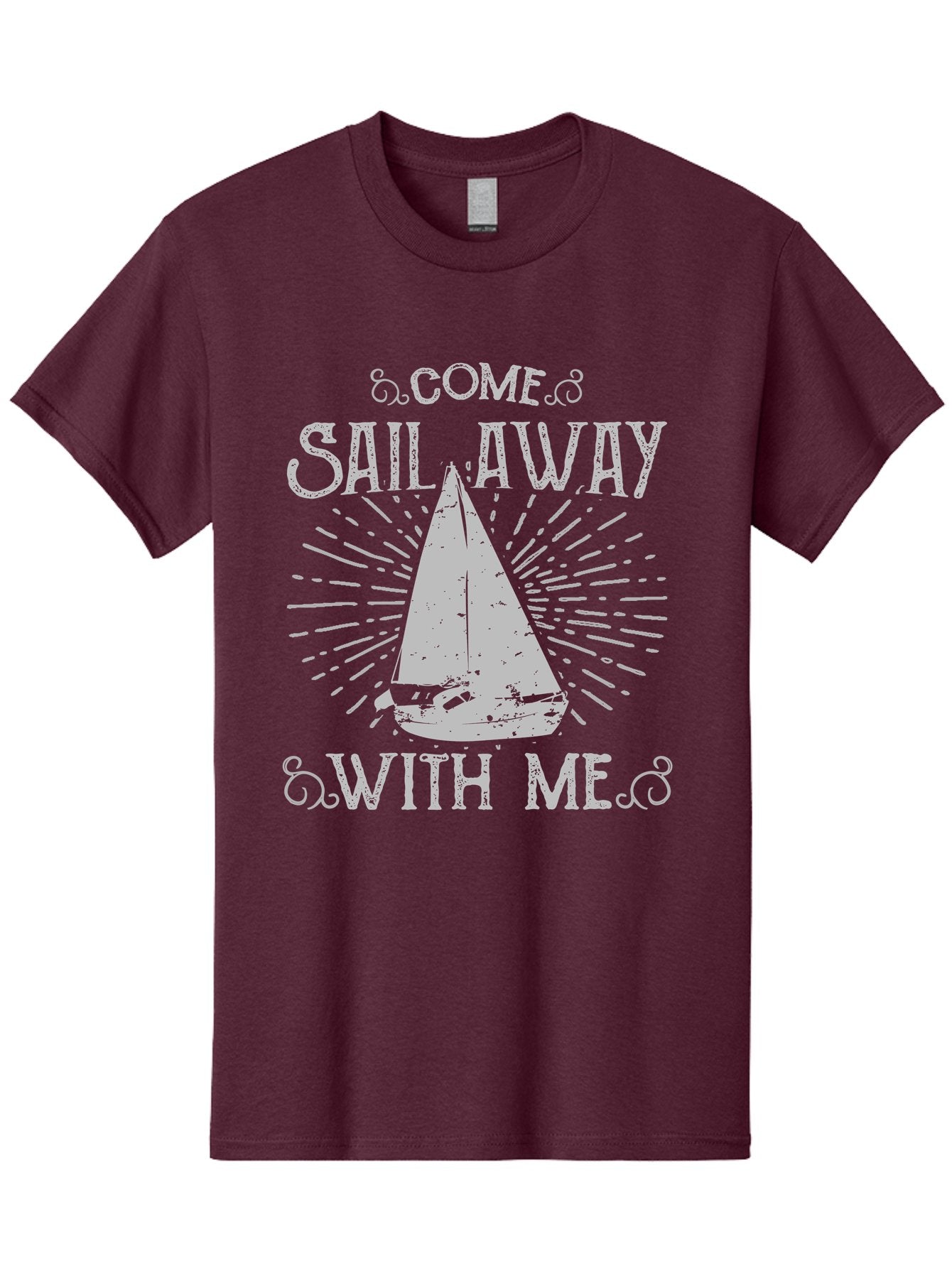 Come Sail Away -Women Men'S Graphic Tee, 100% Cotton, Comfortable Casual Summer Wear, Machine Washable, Sailboat Graphic, Nautical Theme, Inspirational Quote, Vintage Design, Sailing Adventure, Ocean Getaway, Relaxing Atmosphere, Retro Style Aae205 15