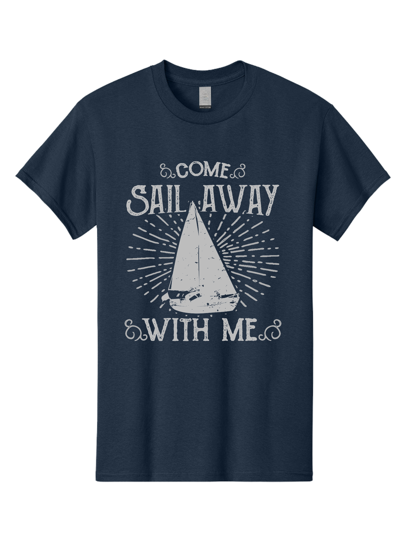 Come Sail Away -Women Men'S Graphic Tee, 100% Cotton, Comfortable Casual Summer Wear, Machine Washable, Sailboat Graphic, Nautical Theme, Inspirational Quote, Vintage Design, Sailing Adventure, Ocean Getaway, Relaxing Atmosphere, Retro Style Aae205 11