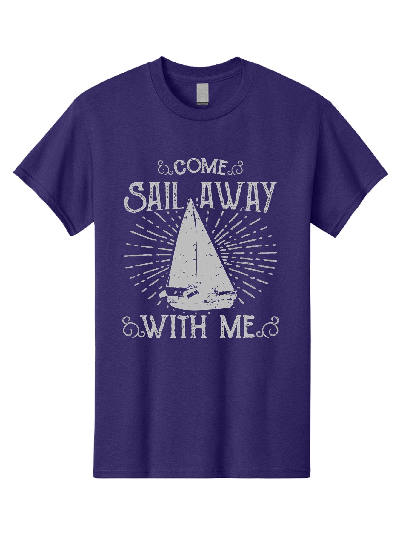 Come Sail Away -Women Men'S Graphic Tee, 100% Cotton, Comfortable Casual Summer Wear, Machine Washable, Sailboat Graphic, Nautical Theme, Inspirational Quote, Vintage Design, Sailing Adventure, Ocean Getaway, Relaxing Atmosphere, Retro Style Aae205 13