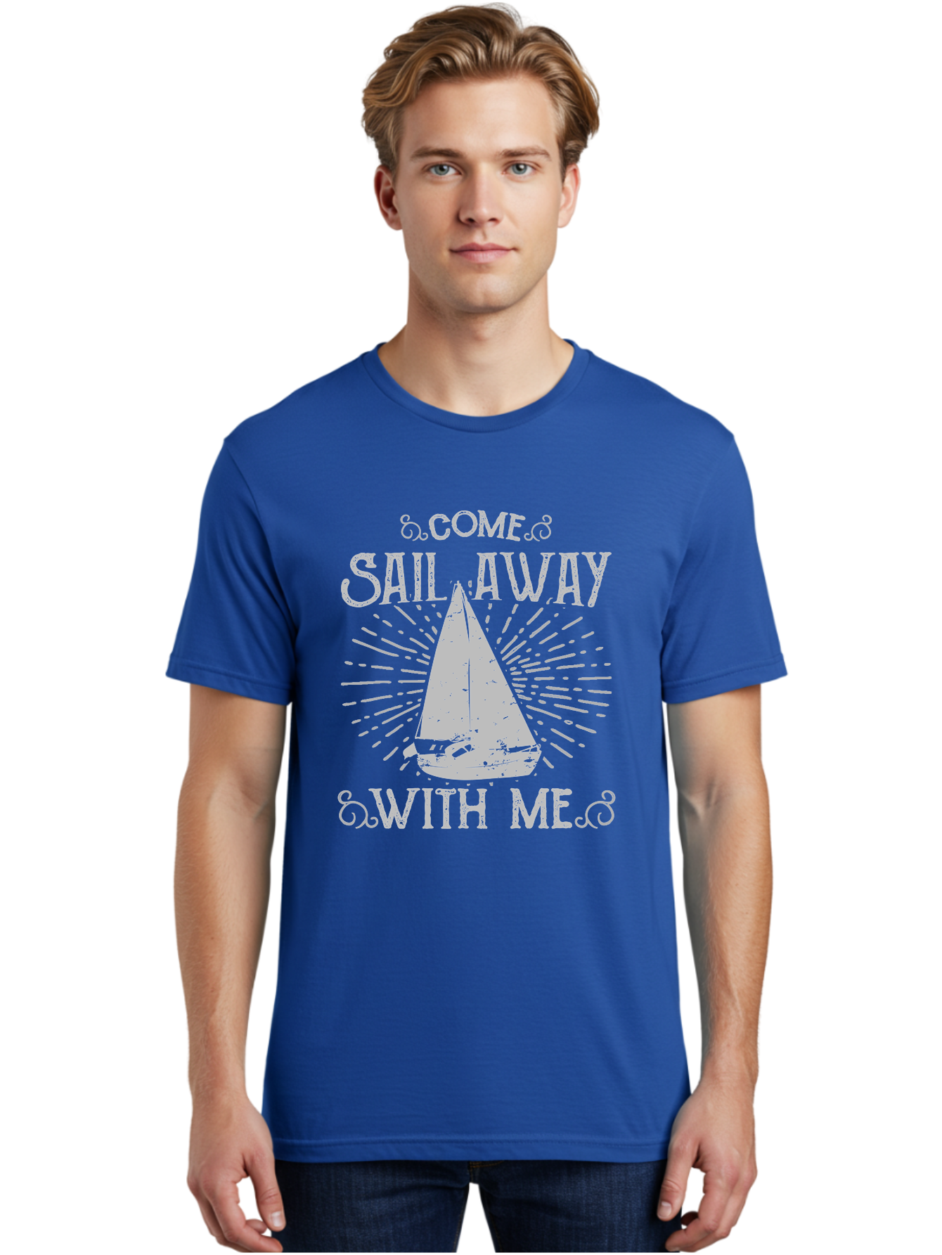 Come Sail Away -Women Men'S Graphic Tee, 100% Cotton, Comfortable Casual Summer Wear, Machine Washable, Sailboat Graphic, Nautical Theme, Inspirational Quote, Vintage Design, Sailing Adventure, Ocean Getaway, Relaxing Atmosphere, Retro Style Aae205 18