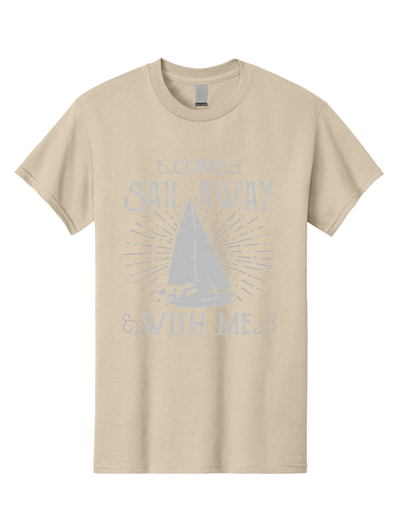 Come Sail Away -Women Men'S Graphic Tee, 100% Cotton, Comfortable Casual Summer Wear, Machine Washable, Sailboat Graphic, Nautical Theme, Inspirational Quote, Vintage Design, Sailing Adventure, Ocean Getaway, Relaxing Atmosphere, Retro Style Aae205 5