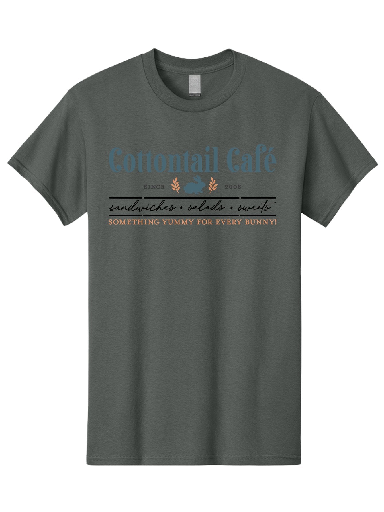 Cottontail Cafe Men'S Graphic Tee, 100% Cotton, Comfortable Casual Summer Wear, Machine Washable, Cafe Menu, Sandwiches, Salads, Sweets, Cottontail, Rabbit, Bistro, Dining, Restaurant, Food, Treats, Yummy, Bunny Aae206 15