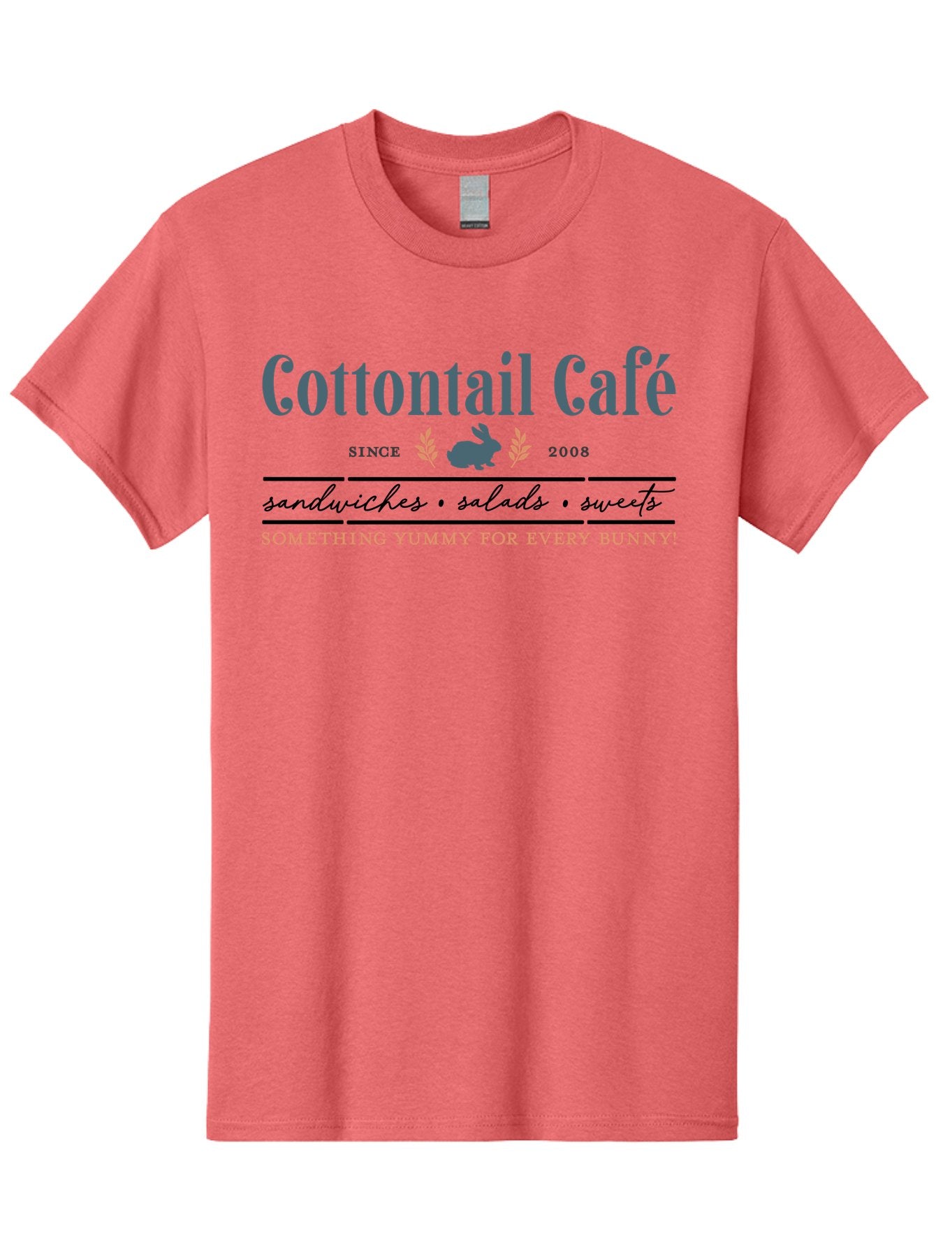 Cottontail Cafe Men'S Graphic Tee, 100% Cotton, Comfortable Casual Summer Wear, Machine Washable, Cafe Menu, Sandwiches, Salads, Sweets, Cottontail, Rabbit, Bistro, Dining, Restaurant, Food, Treats, Yummy, Bunny Aae206 12