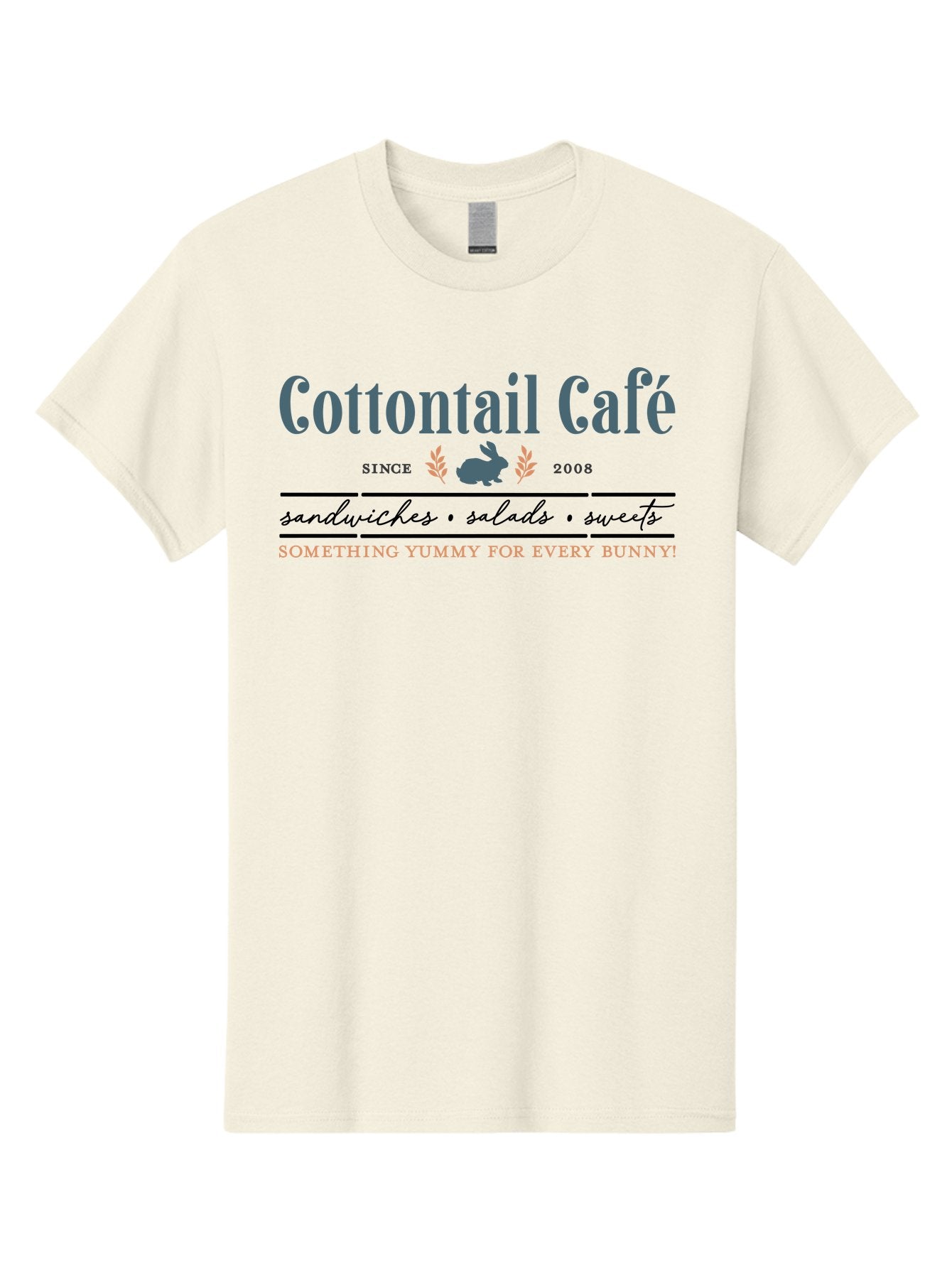 Cottontail Cafe Men'S Graphic Tee, 100% Cotton, Comfortable Casual Summer Wear, Machine Washable, Cafe Menu, Sandwiches, Salads, Sweets, Cottontail, Rabbit, Bistro, Dining, Restaurant, Food, Treats, Yummy, Bunny Aae206 11