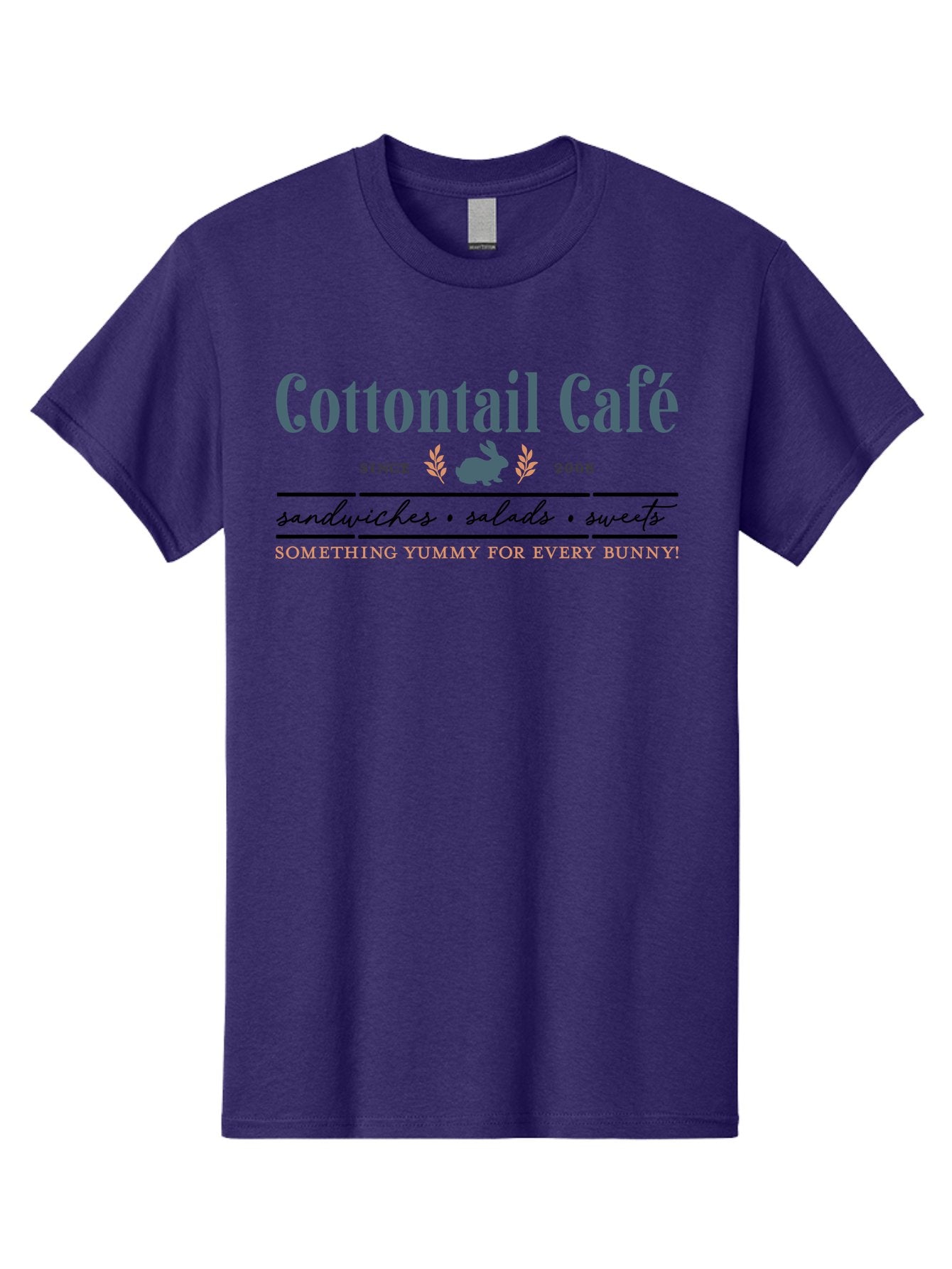 Cottontail Cafe Men'S Graphic Tee, 100% Cotton, Comfortable Casual Summer Wear, Machine Washable, Cafe Menu, Sandwiches, Salads, Sweets, Cottontail, Rabbit, Bistro, Dining, Restaurant, Food, Treats, Yummy, Bunny Aae206 13