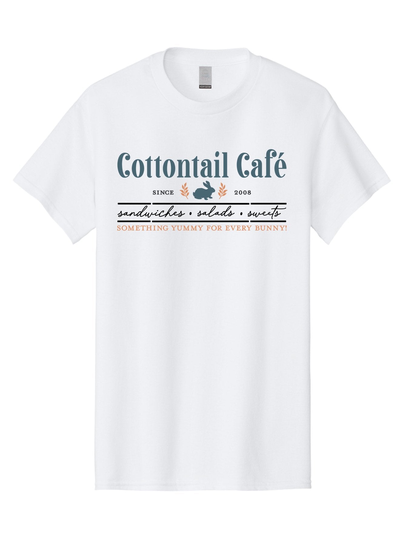 Cottontail Cafe Men'S Graphic Tee, 100% Cotton, Comfortable Casual Summer Wear, Machine Washable, Cafe Menu, Sandwiches, Salads, Sweets, Cottontail, Rabbit, Bistro, Dining, Restaurant, Food, Treats, Yummy, Bunny Aae206 3