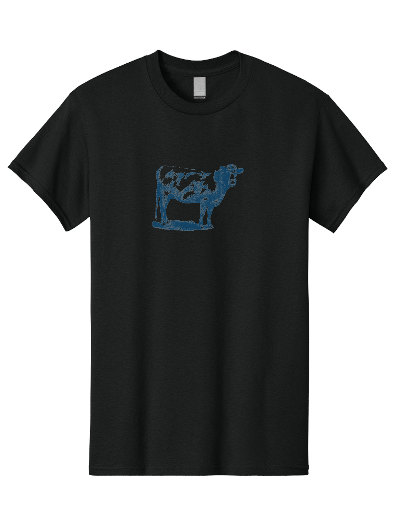 Country Cow Classic Men'S Graphic Tee, 100% Cotton, Comfortable Casual Summer Wear, Machine Washable, Cow Standing, Livestock Illustration, Agricultural Graphics, Farm Animal Art, Monochrome Cow, Rustic Design, Simple Graphics, Country Charm, Aae207 11