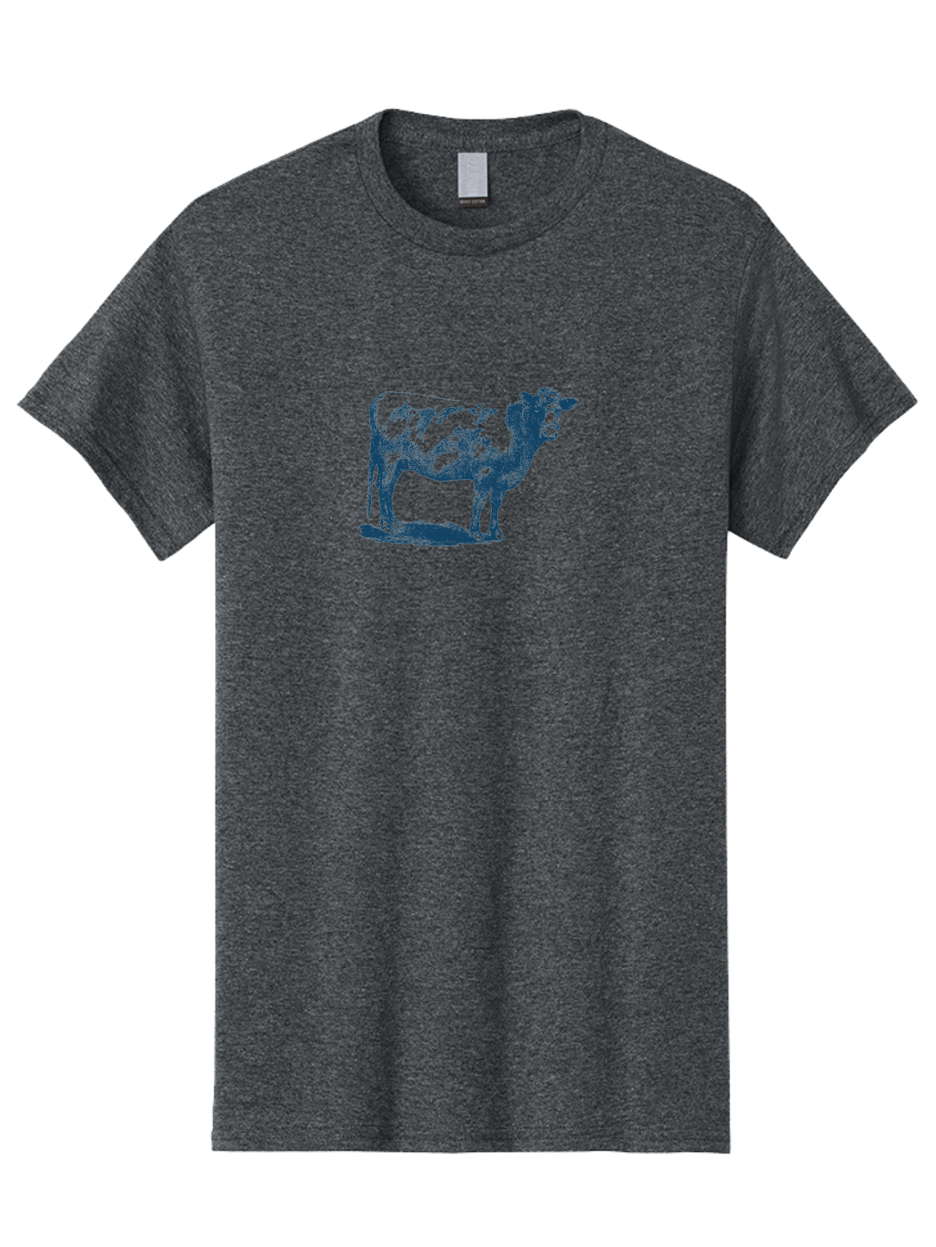 Country Cow Classic Men'S Graphic Tee, 100% Cotton, Comfortable Casual Summer Wear, Machine Washable, Cow Standing, Livestock Illustration, Agricultural Graphics, Farm Animal Art, Monochrome Cow, Rustic Design, Simple Graphics, Country Charm, Aae207 23