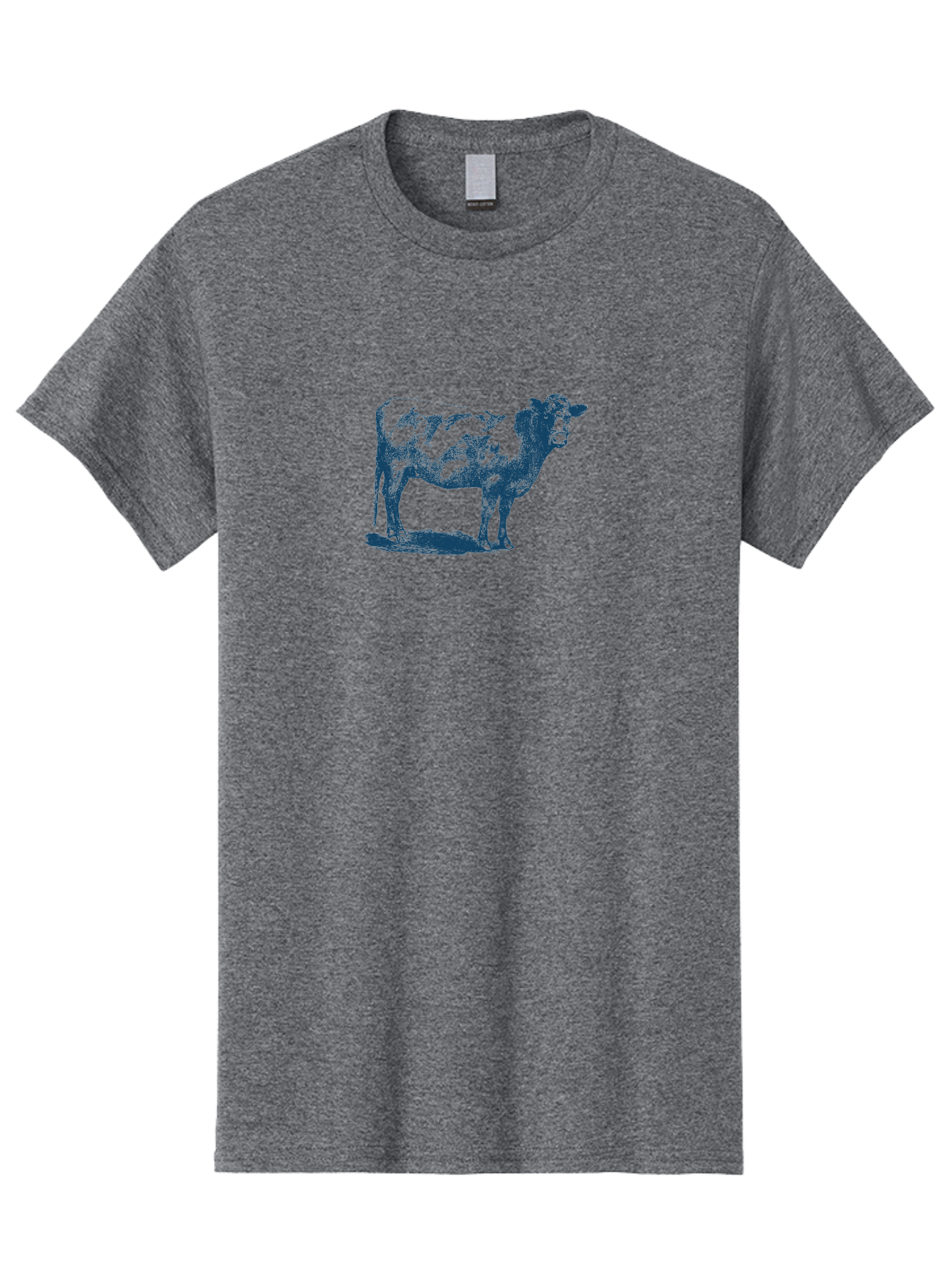 Country Cow Classic Men'S Graphic Tee, 100% Cotton, Comfortable Casual Summer Wear, Machine Washable, Cow Standing, Livestock Illustration, Agricultural Graphics, Farm Animal Art, Monochrome Cow, Rustic Design, Simple Graphics, Country Charm, Aae207 29