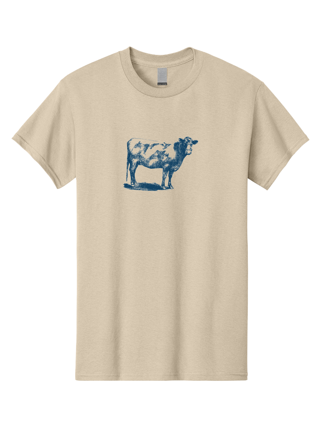 Country Cow Classic Men'S Graphic Tee, 100% Cotton, Comfortable Casual Summer Wear, Machine Washable, Cow Standing, Livestock Illustration, Agricultural Graphics, Farm Animal Art, Monochrome Cow, Rustic Design, Simple Graphics, Country Charm, Aae207 15