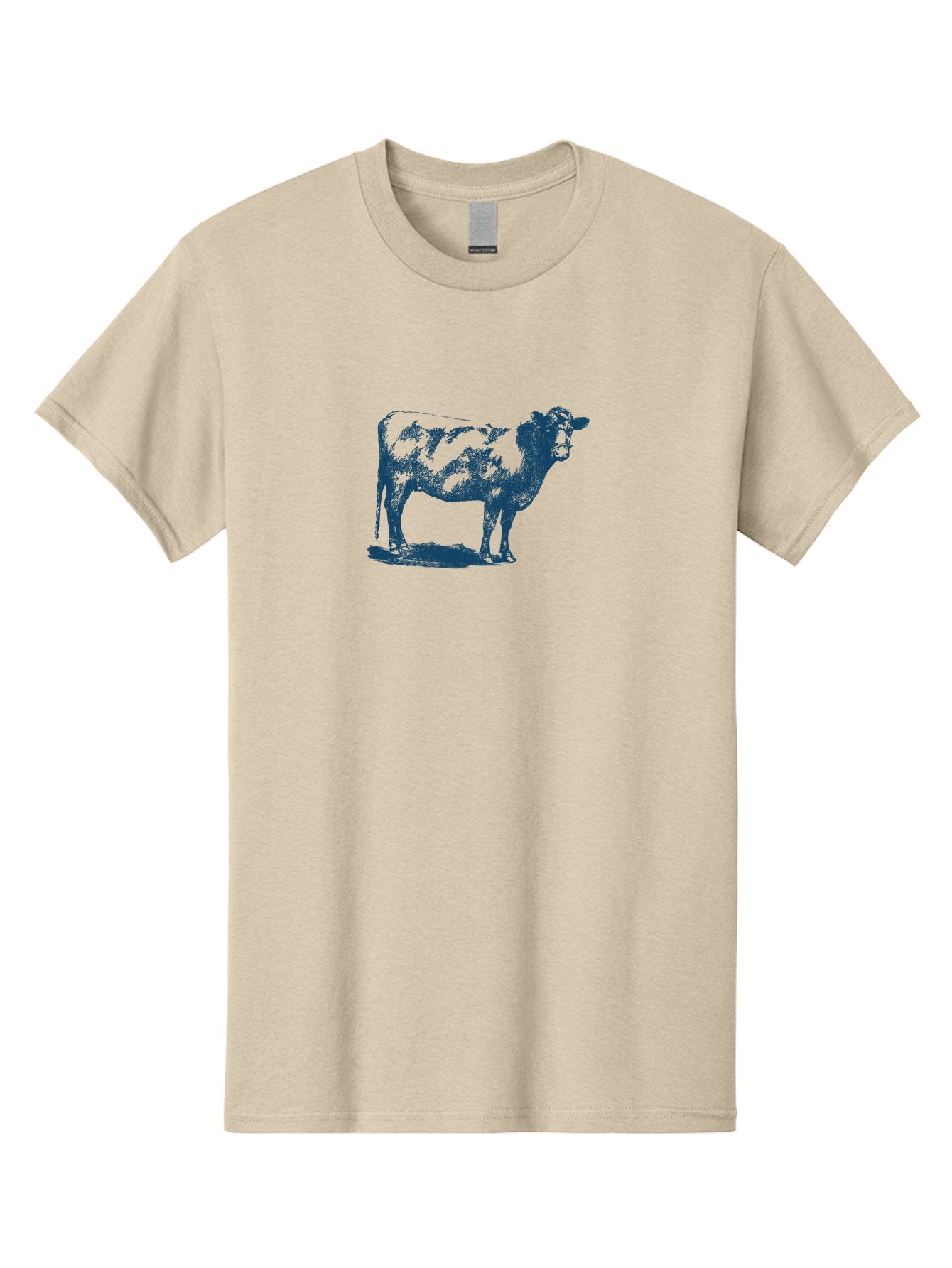Country Cow Classic Men'S Graphic Tee, 100% Cotton, Comfortable Casual Summer Wear, Machine Washable, Cow Standing, Livestock Illustration, Agricultural Graphics, Farm Animal Art, Monochrome Cow, Rustic Design, Simple Graphics, Country Charm, Aae207 5