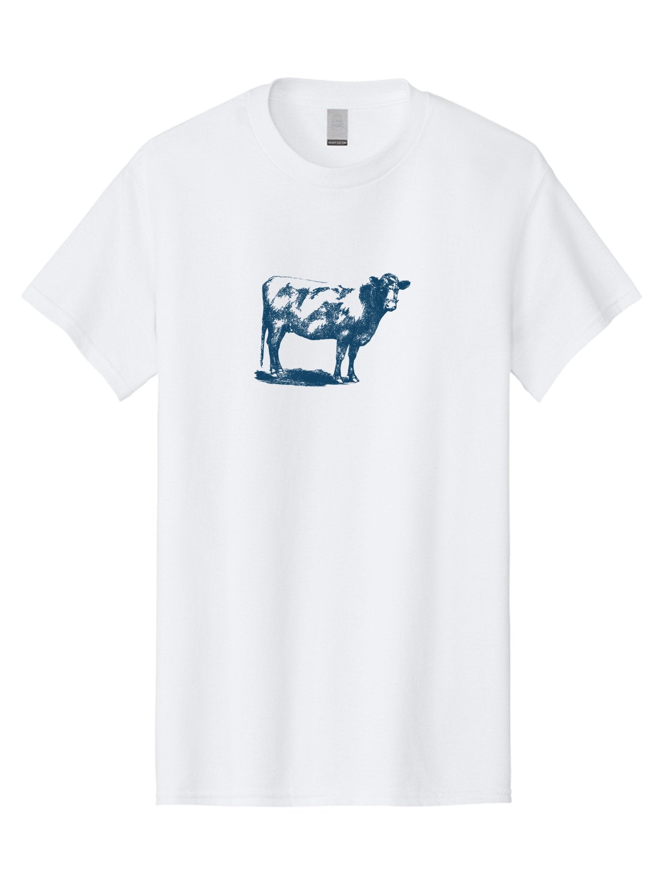 Country Cow Classic Men'S Graphic Tee, 100% Cotton, Comfortable Casual Summer Wear, Machine Washable, Cow Standing, Livestock Illustration, Agricultural Graphics, Farm Animal Art, Monochrome Cow, Rustic Design, Simple Graphics, Country Charm, Aae207 15