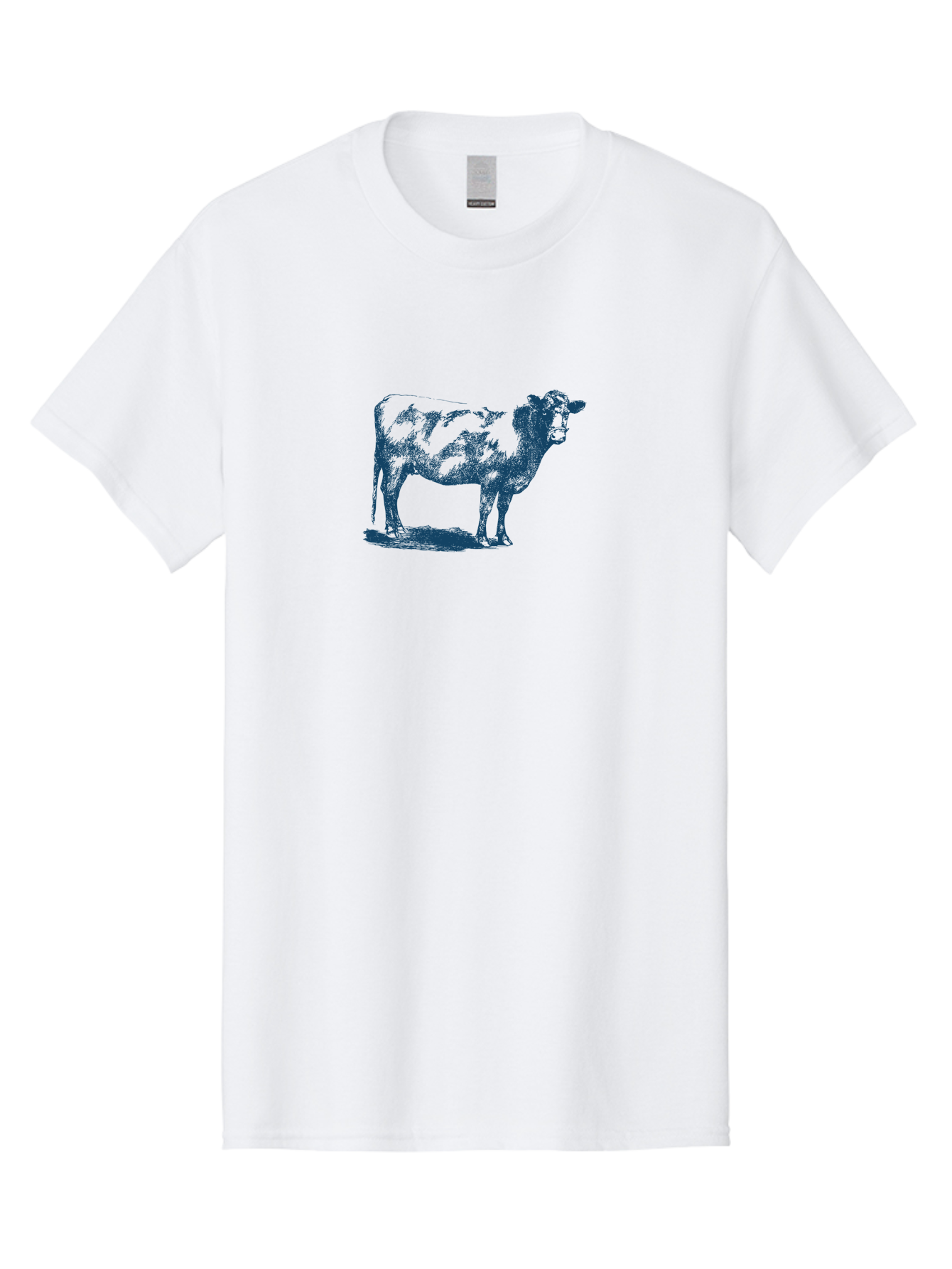 Country Cow Classic Men'S Graphic Tee, 100% Cotton, Comfortable Casual Summer Wear, Machine Washable, Cow Standing, Livestock Illustration, Agricultural Graphics, Farm Animal Art, Monochrome Cow, Rustic Design, Simple Graphics, Country Charm, Aae207