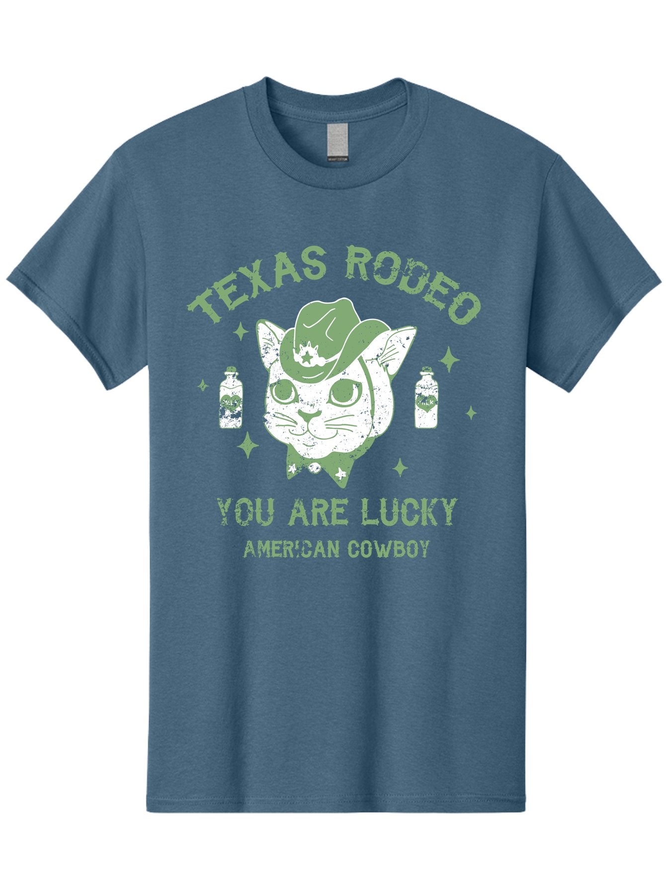 Cowboy Men'S Graphic Tee, 100% Cotton, Comfortable Casual Summer Wear, Machine Washable, Cowboy Cat, Western Wear, Texas Rodeo, Lucky Charm, American Cowboy, Feline Cowboy, Country Style, Cowboy Hat, Star Motif, Whiskey Bottles, Retro Vibe, Aae208 9