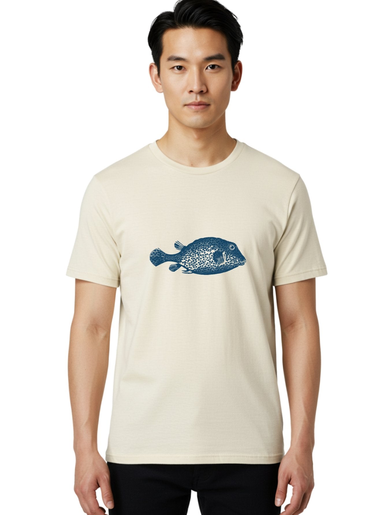 Cragfish Men'S Graphic Tee, 100% Cotton, Comfortable Casual Summer Wear, Machine Washable, Blue Fish, Spotted Fish, Marine Life, Ocean Creature, Fish Silhouette, Aquatic Animal, Underwater World, Wildlife Art, Fish Illustration Aae209 22