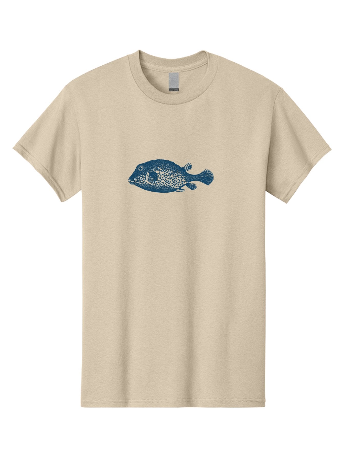 Cragfish 2 Men'S Graphic Tee, 100% Cotton, Comfortable Casual Summer Wear, Machine Washable, Stylized Fish, Blue Fish Graphic, Spotted Fish, Ocean Creature, Aquatic Life, Digital Art, Marine Animal Aae210